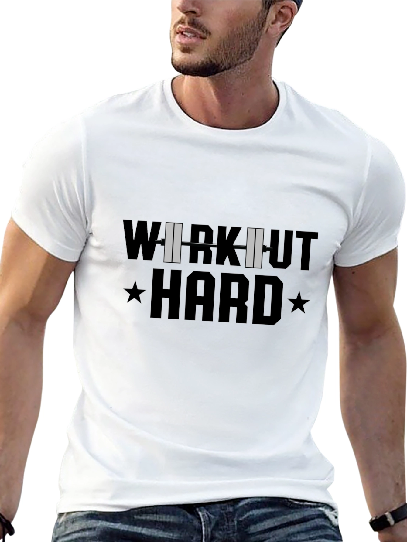 Workout Hard T-Shirt - Black Cotton Gym Tee