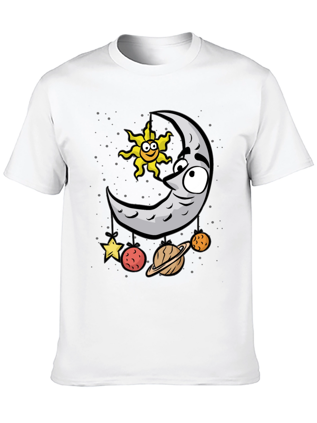 Cartoon Moon & Planets Graphic T-Shirt
