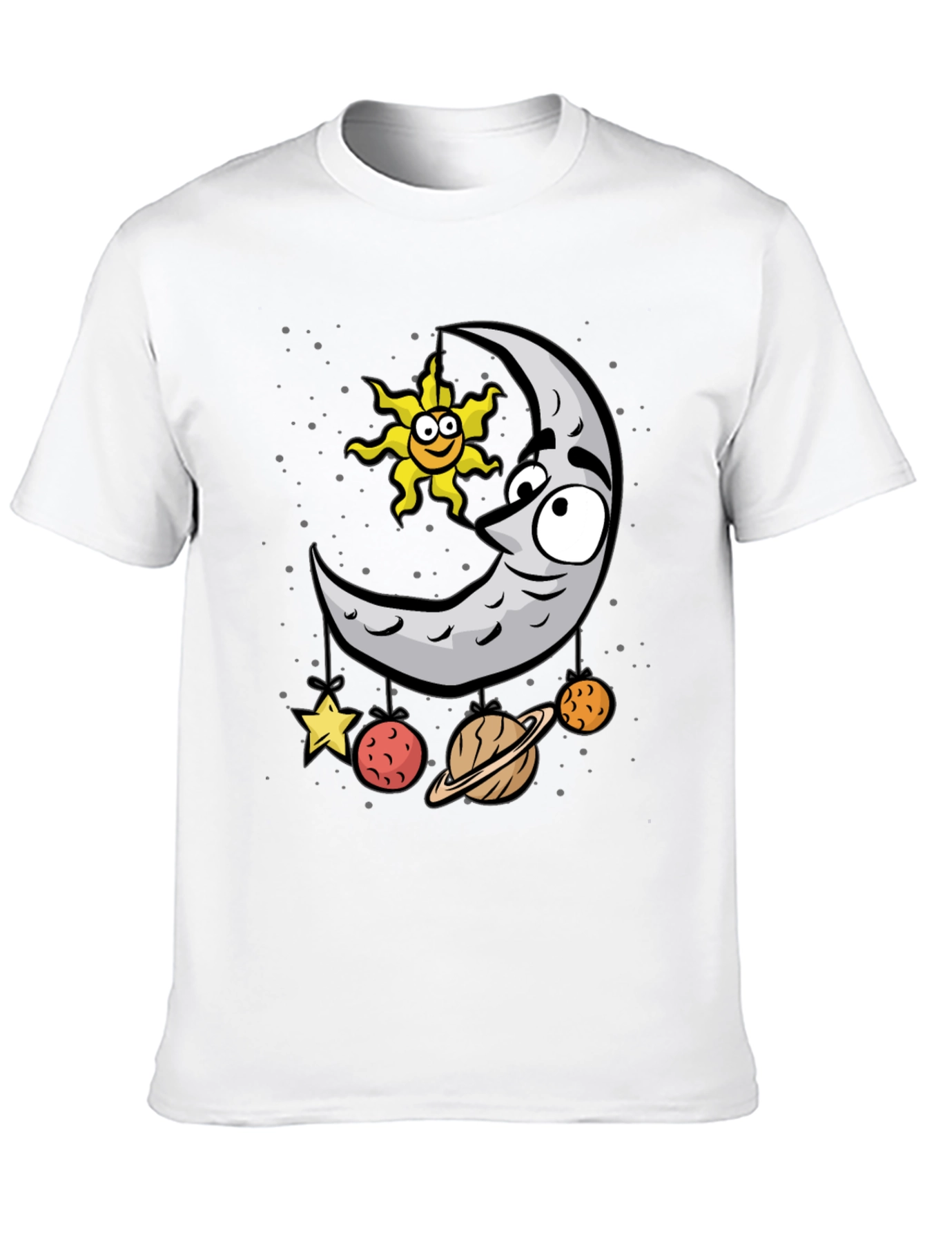 Cartoon Moon & Planets Graphic T-Shirt