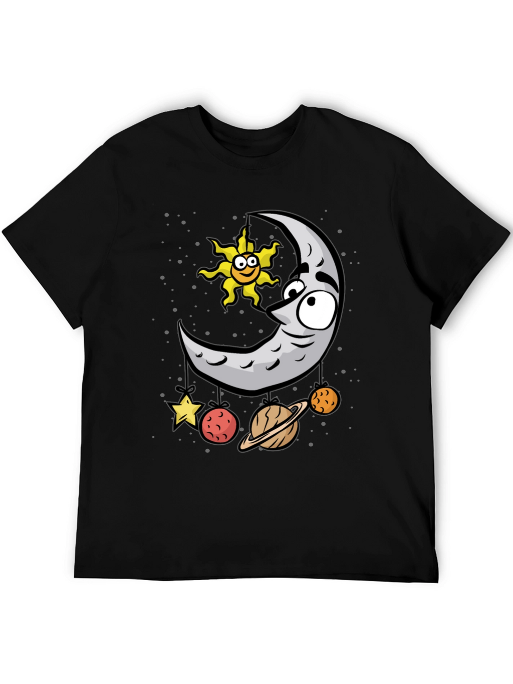 Cartoon Moon & Planets Graphic T-Shirt