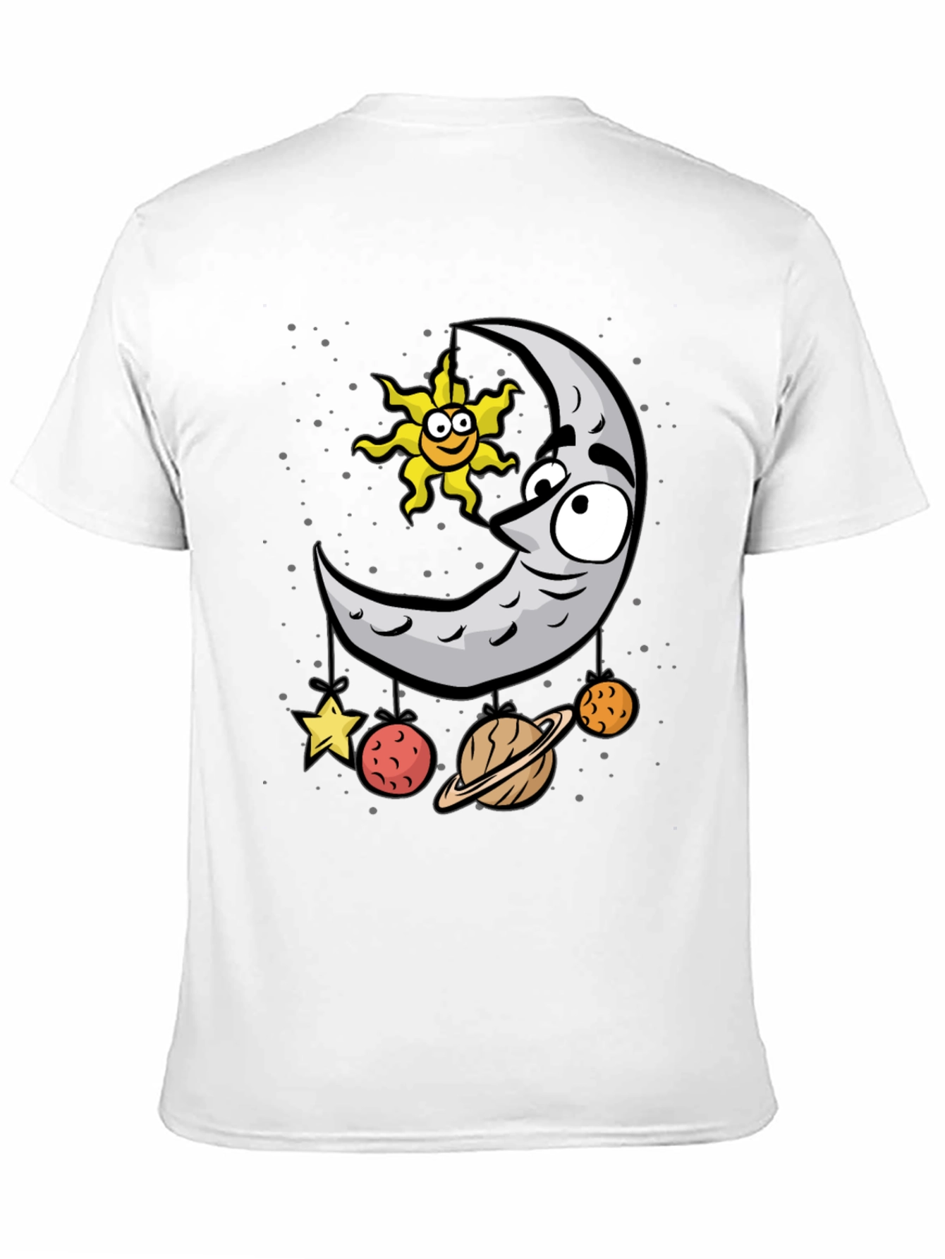 Cartoon Moon & Planets Graphic T-Shirt