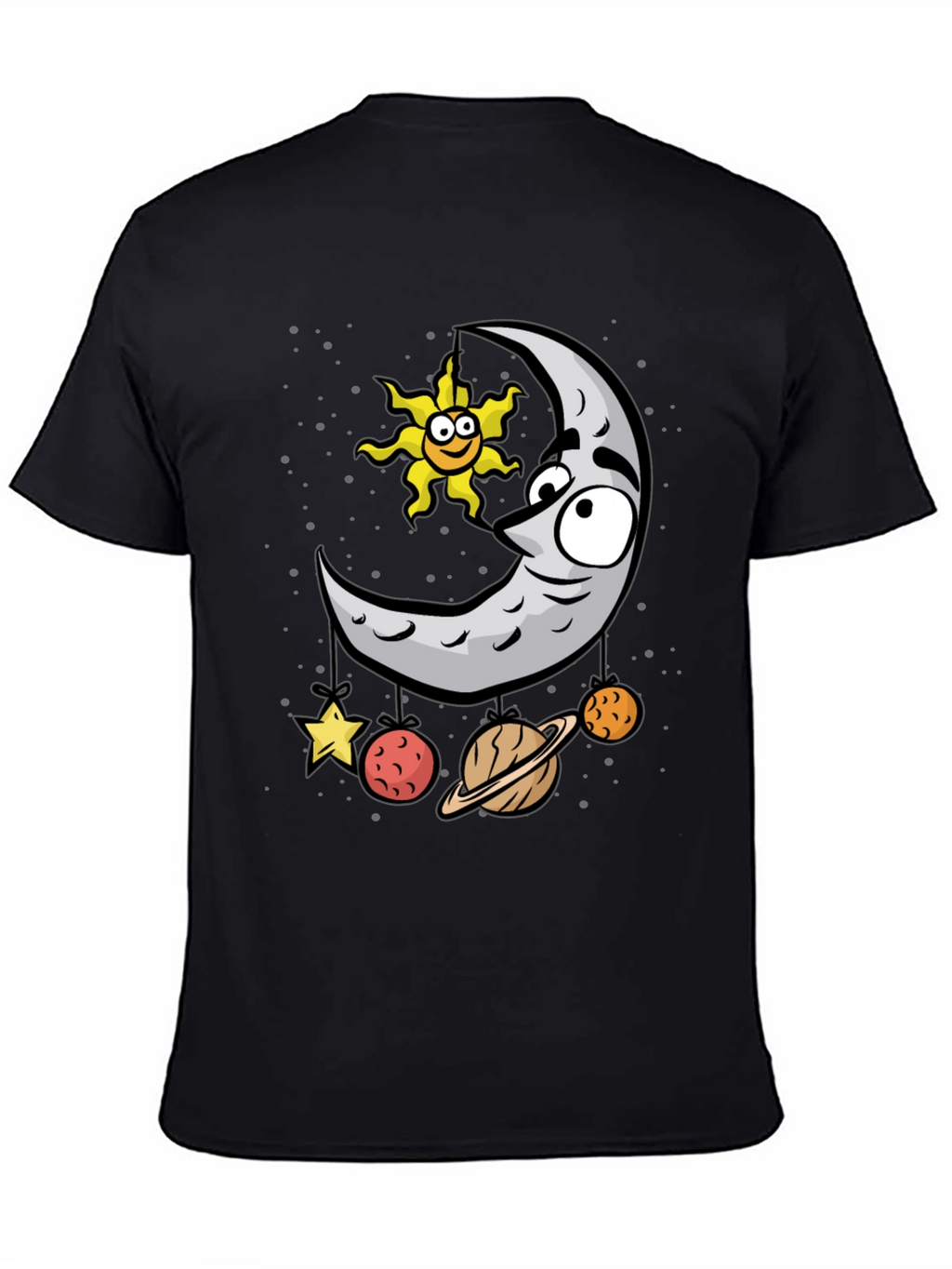 Cartoon Moon & Planets Graphic T-Shirt