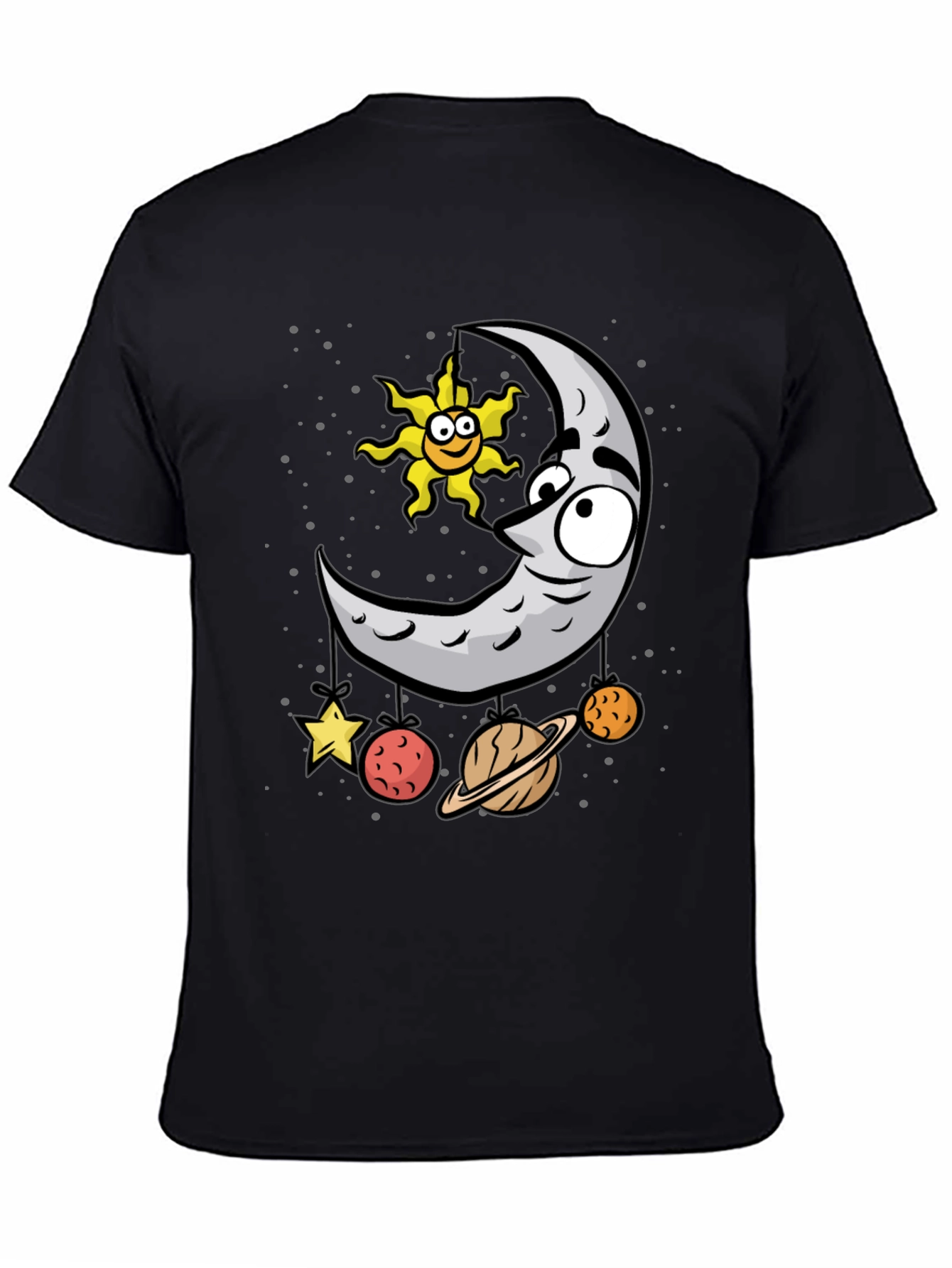Cartoon Moon & Planets Graphic T-Shirt