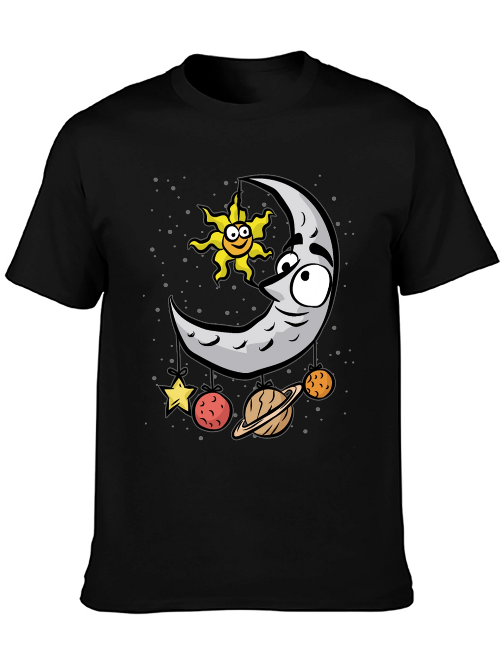 Cartoon Moon & Planets Graphic T-Shirt
