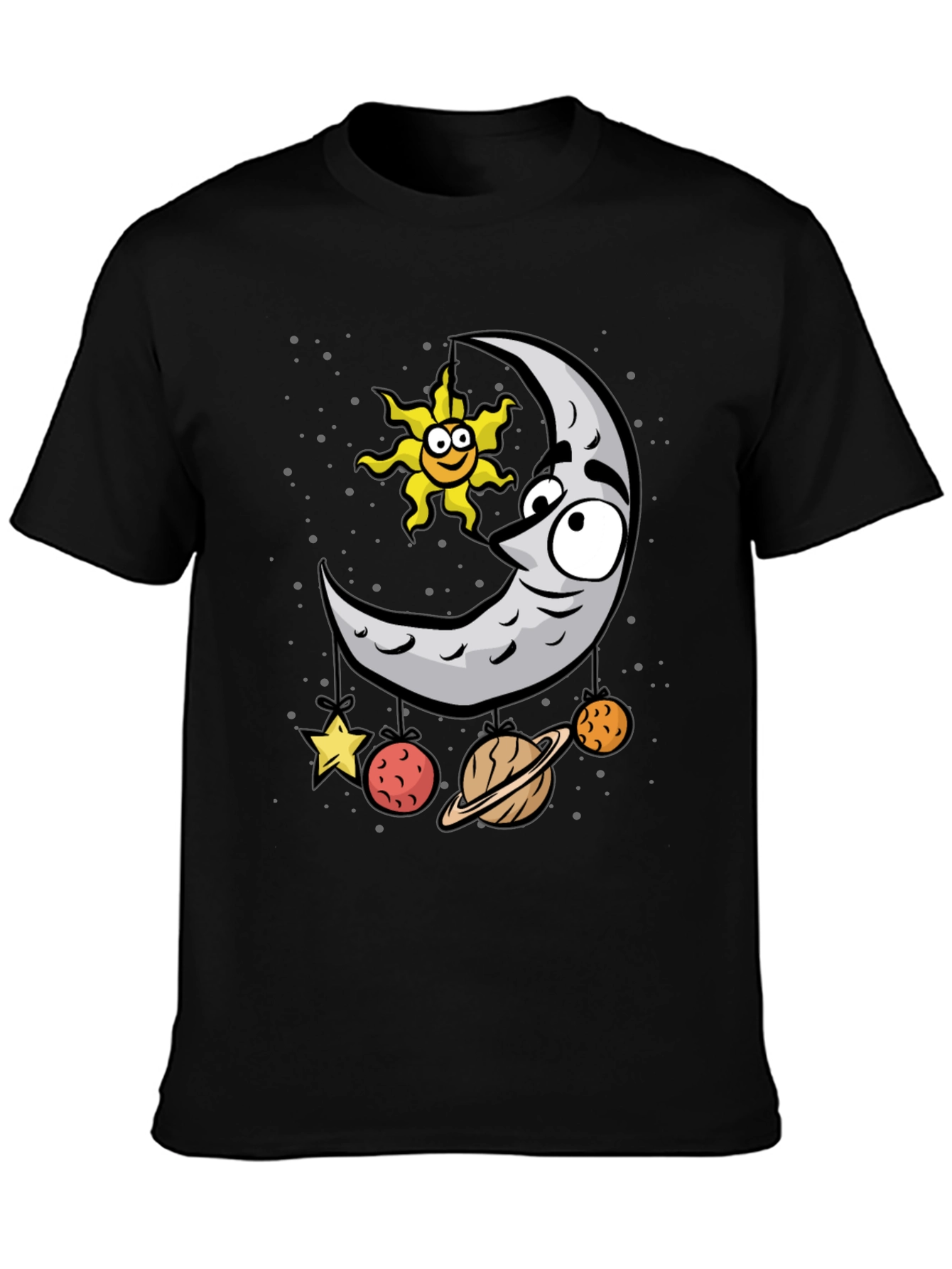 Cartoon Moon & Planets Graphic T-Shirt