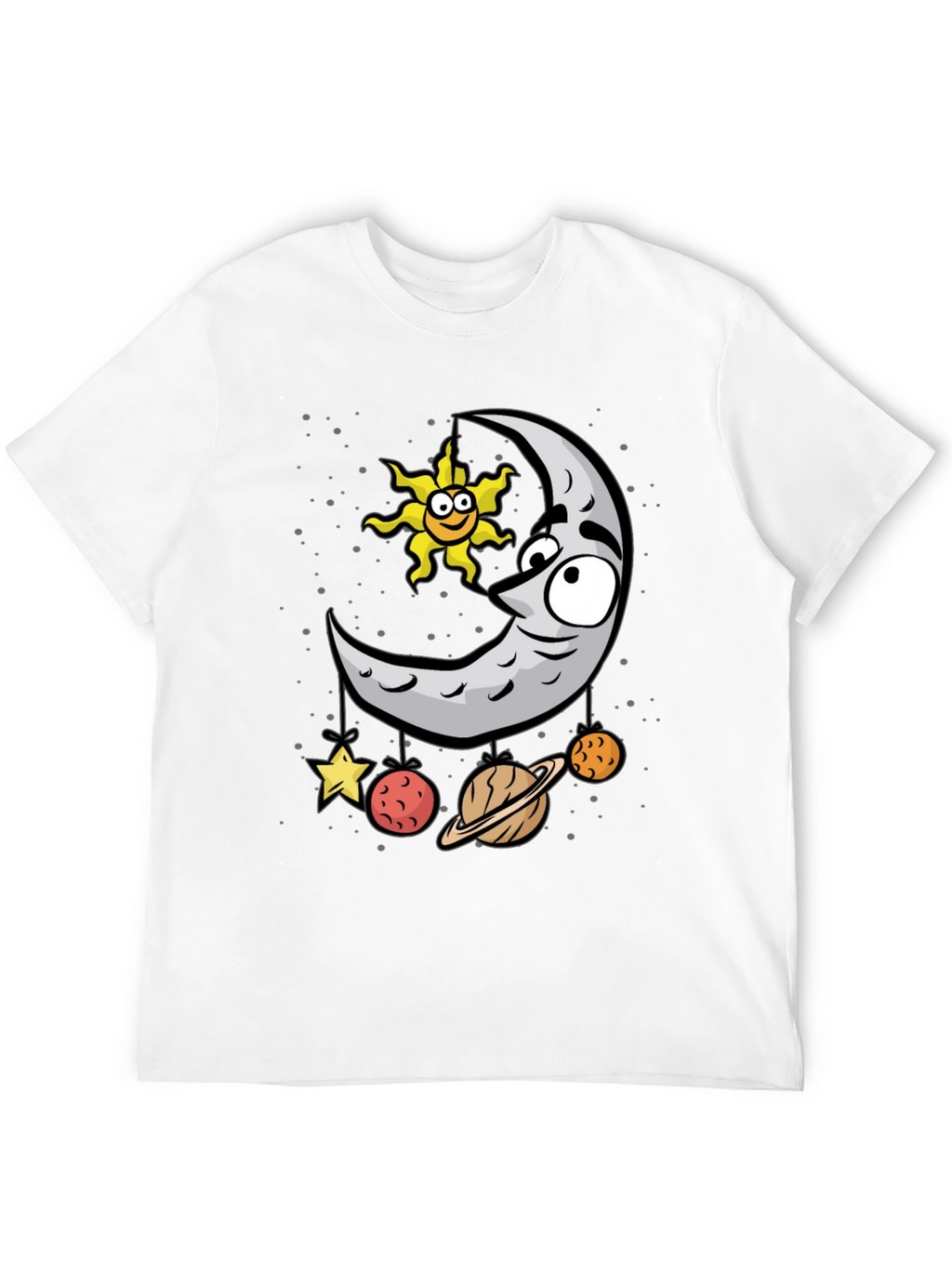 Cartoon Moon & Planets Graphic T-Shirt