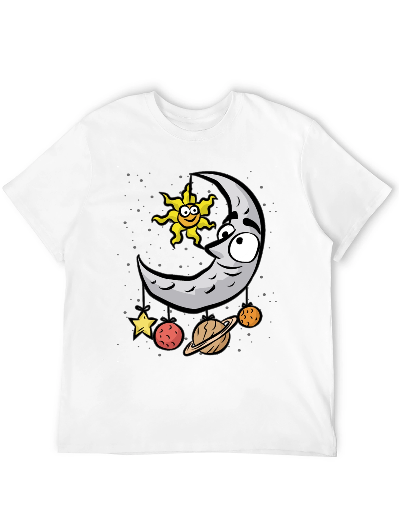 Cartoon Moon & Planets Graphic T-Shirt