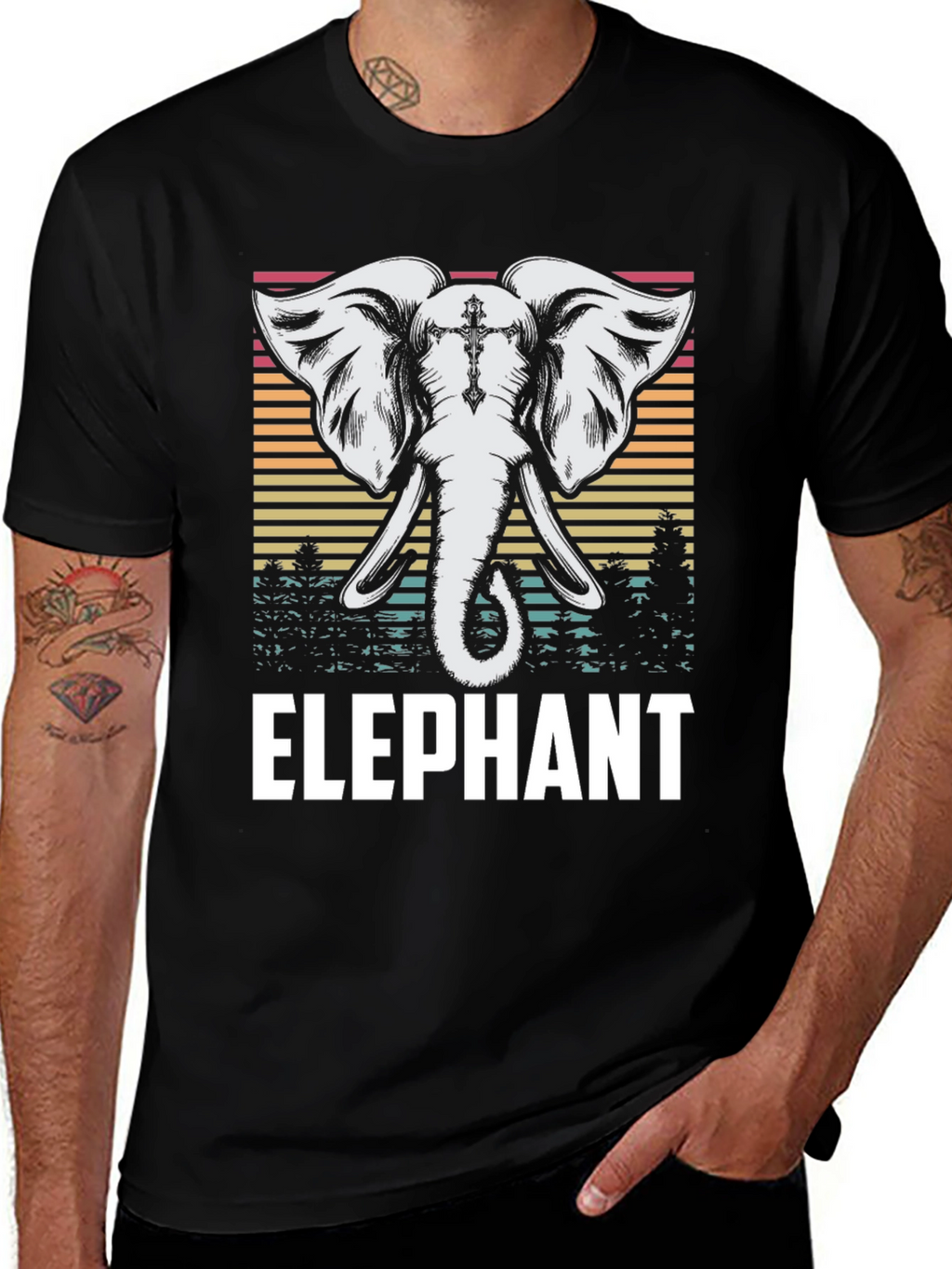 Elephant Graphic Tee - Retro Style