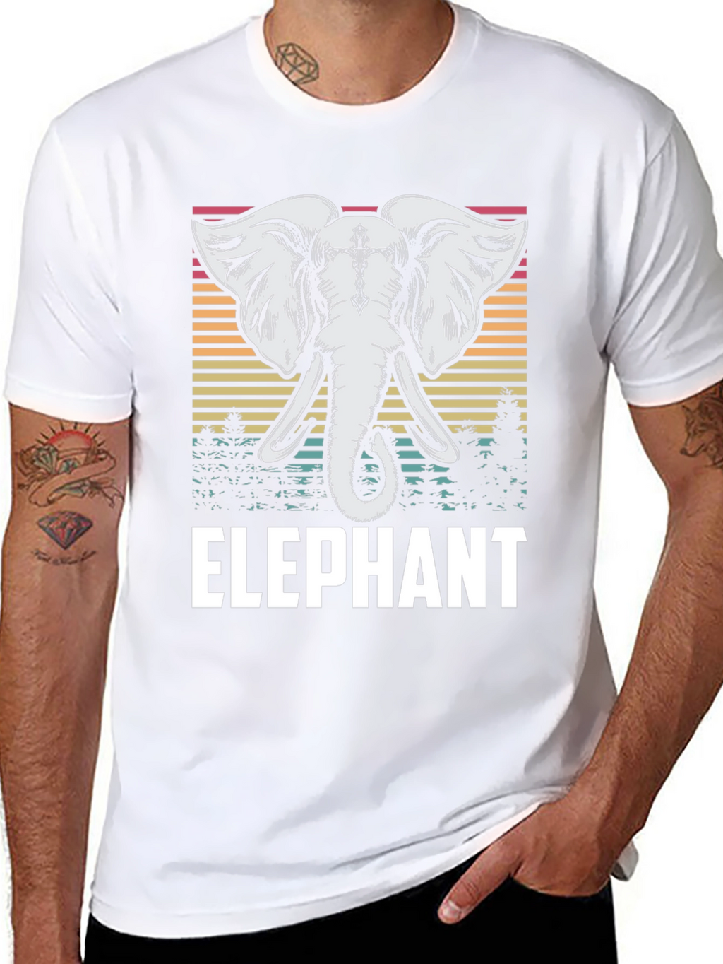 Elephant Graphic Tee - Retro Style