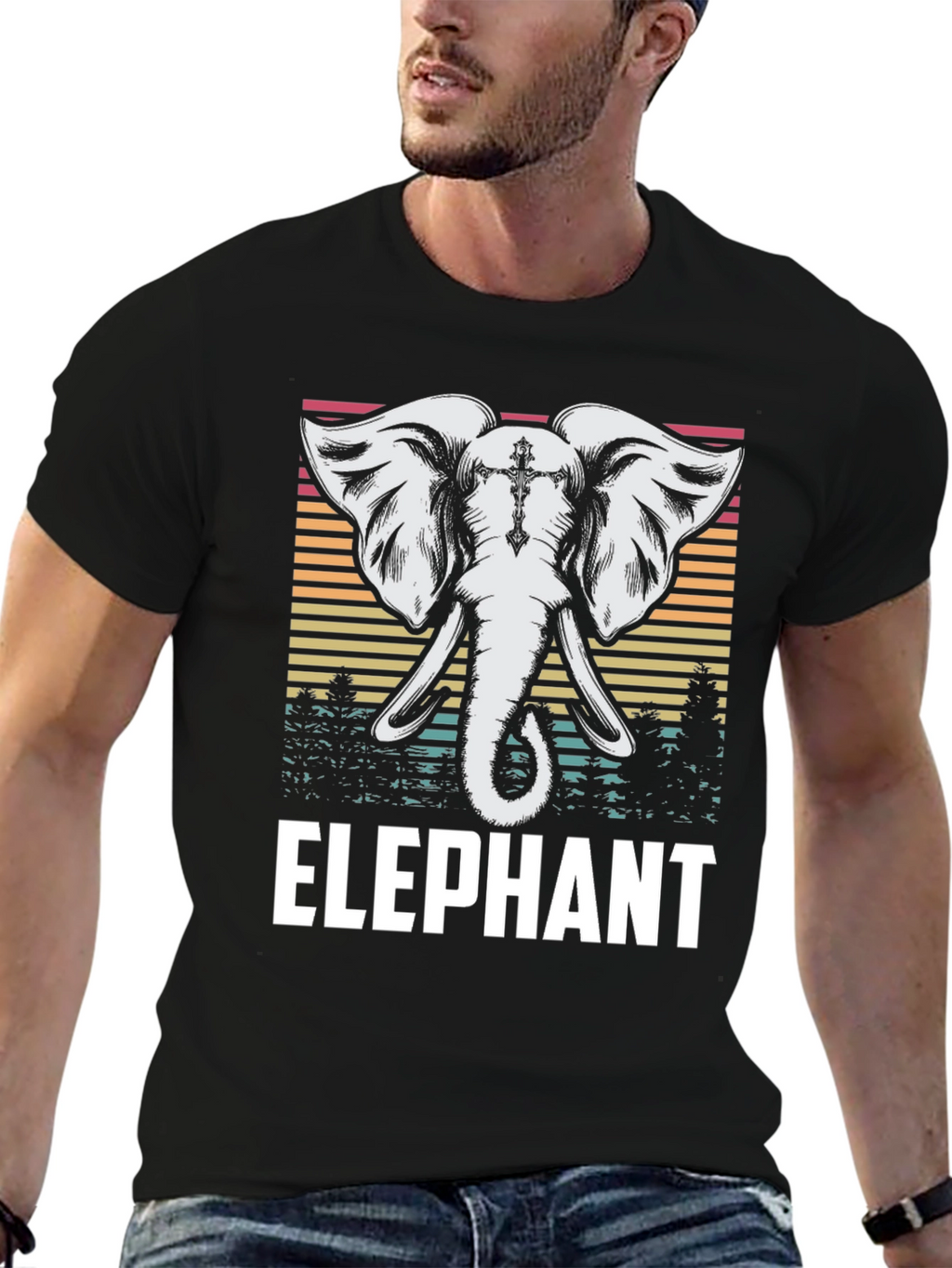 Elephant Graphic Tee - Retro Style