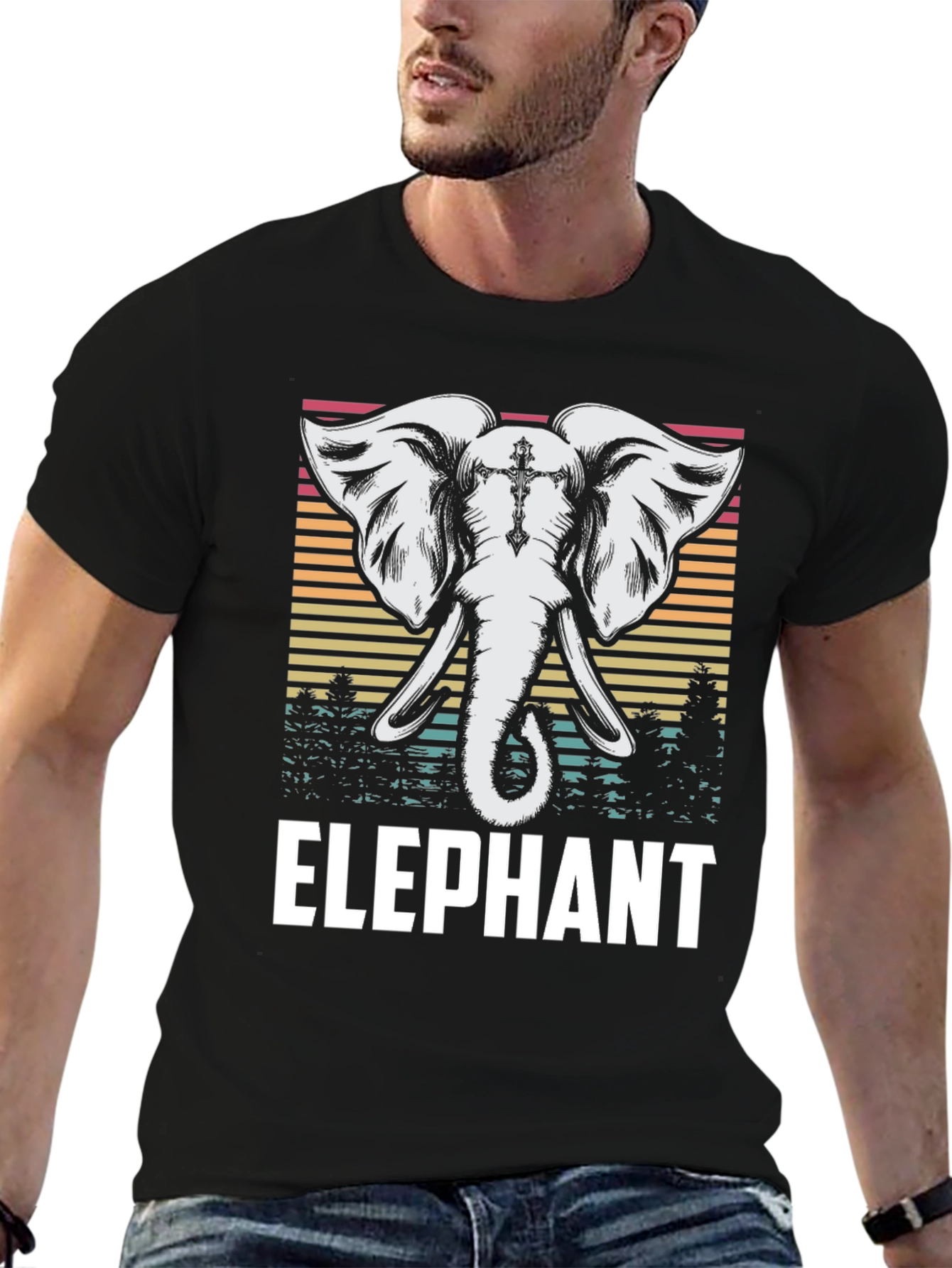 Elephant Graphic Tee - Retro Style