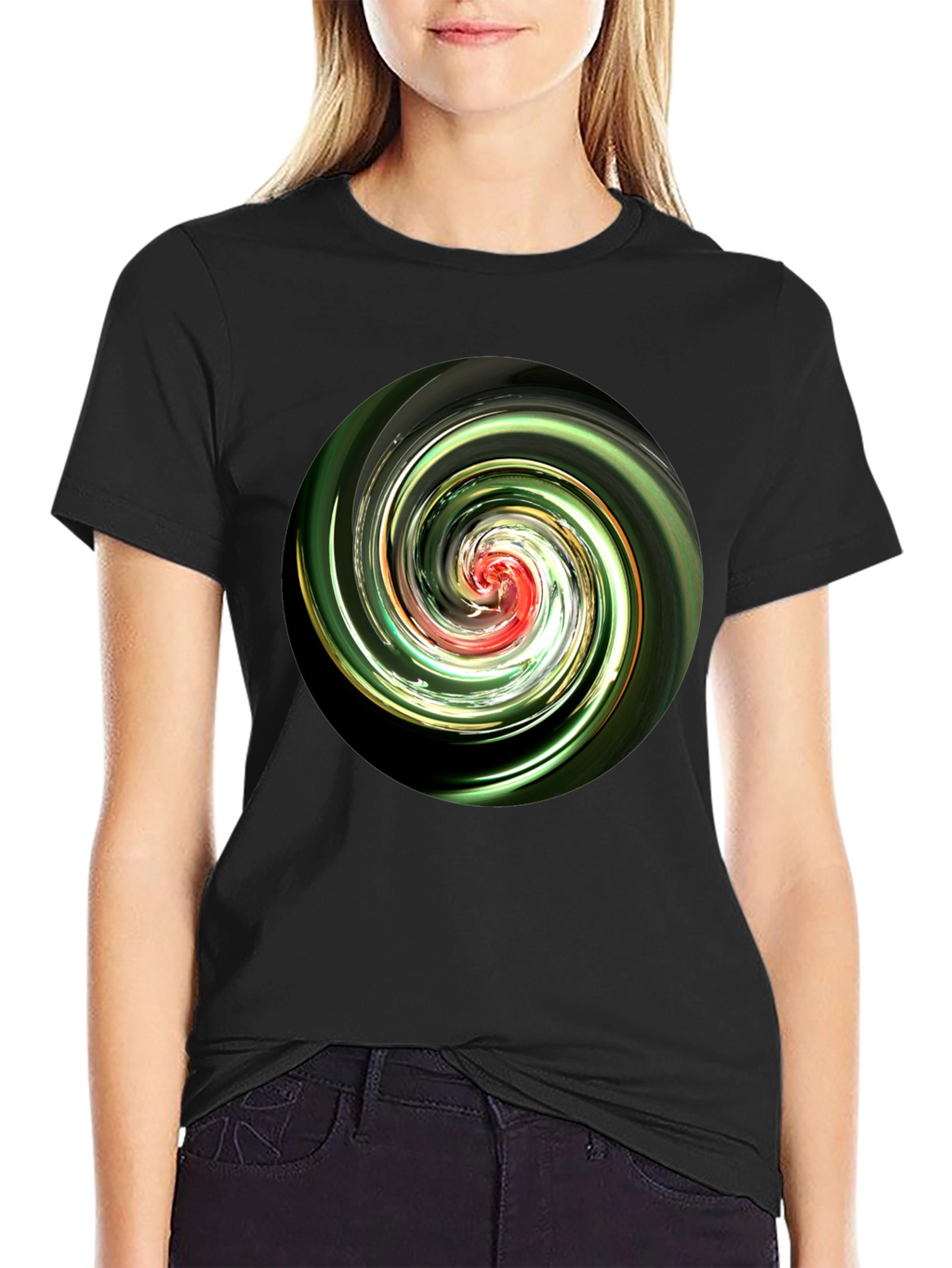 Swirl Design Black T-Shirt