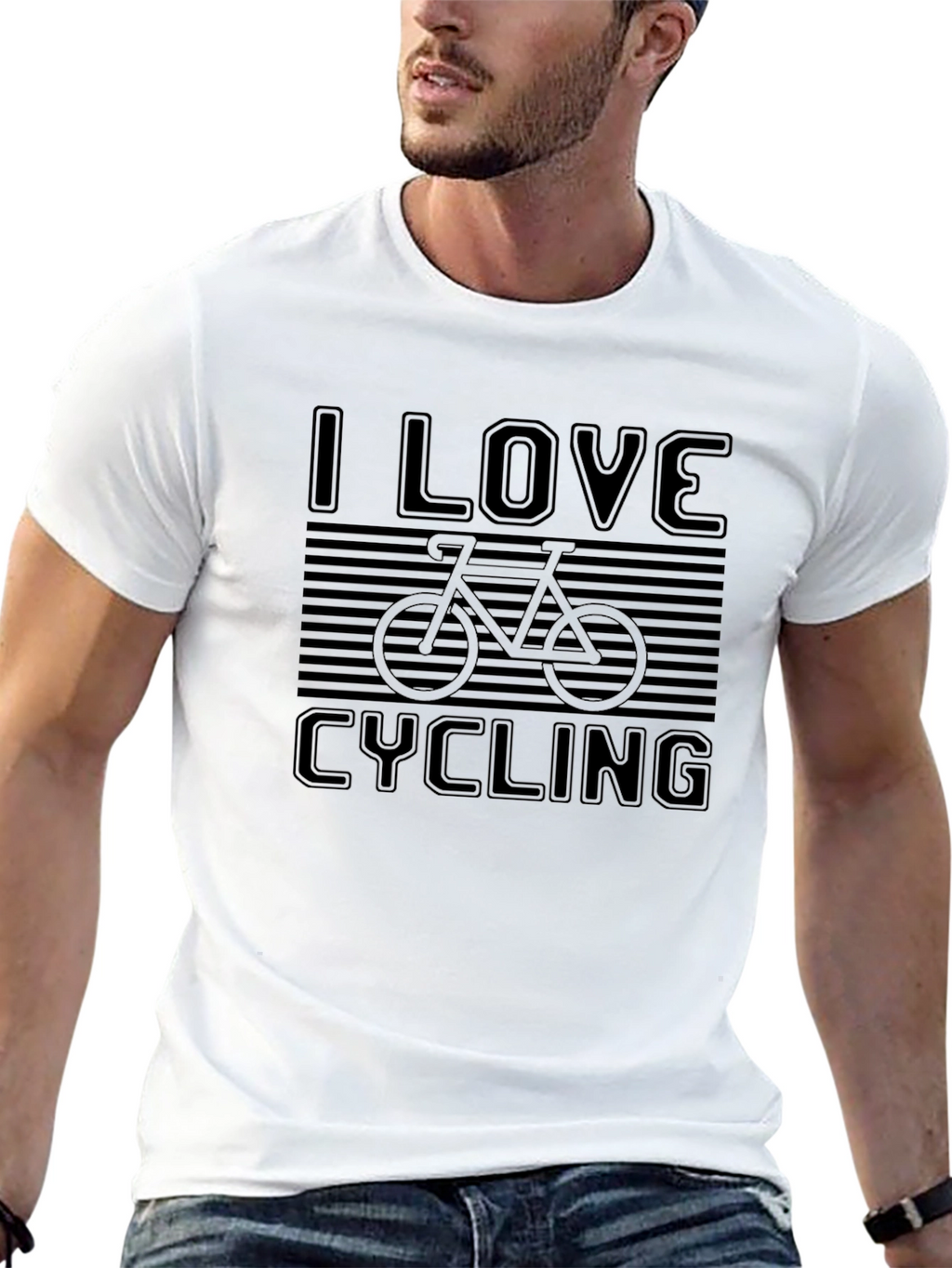I Love Cycling Graphic Tee - Black Cotton T-Shirt