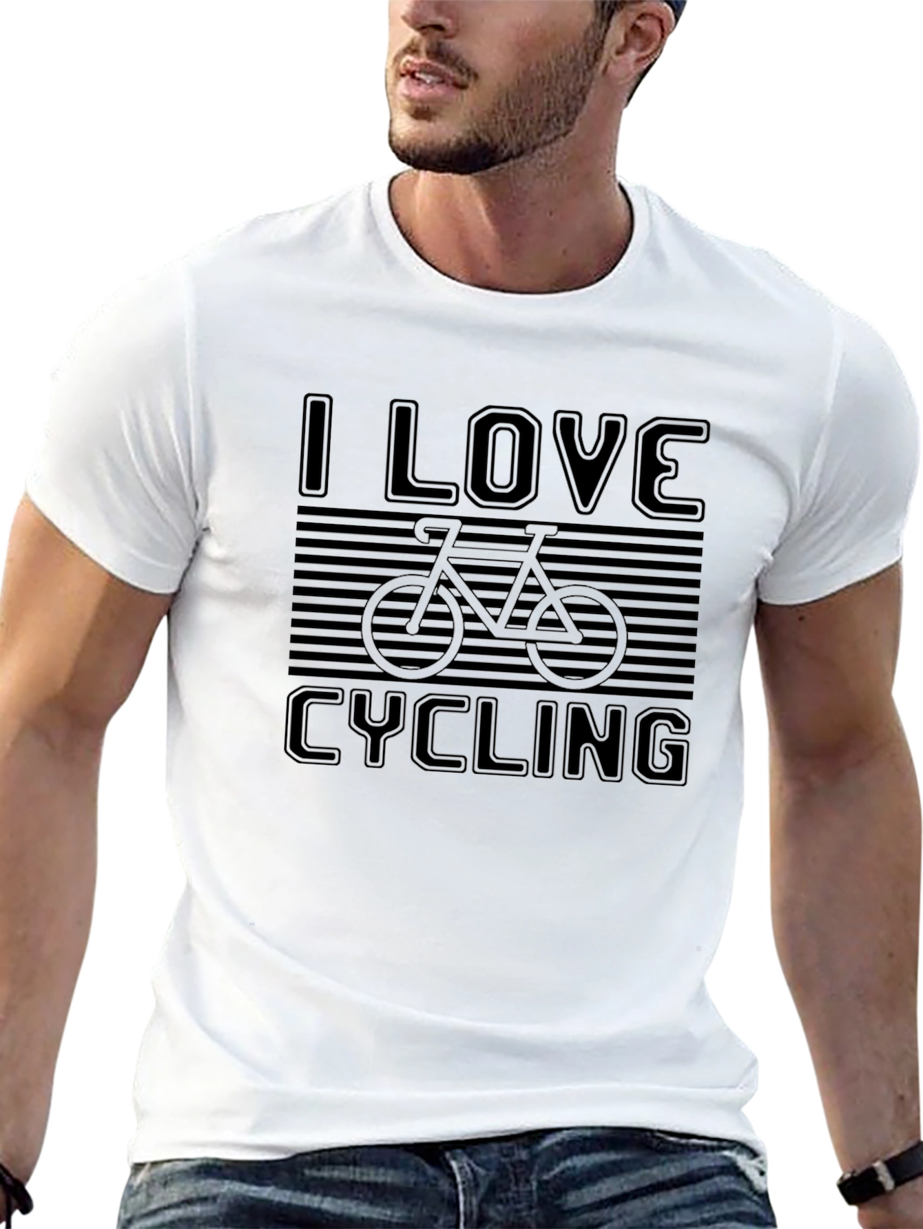 I Love Cycling Graphic Tee - Black Cotton T-Shirt