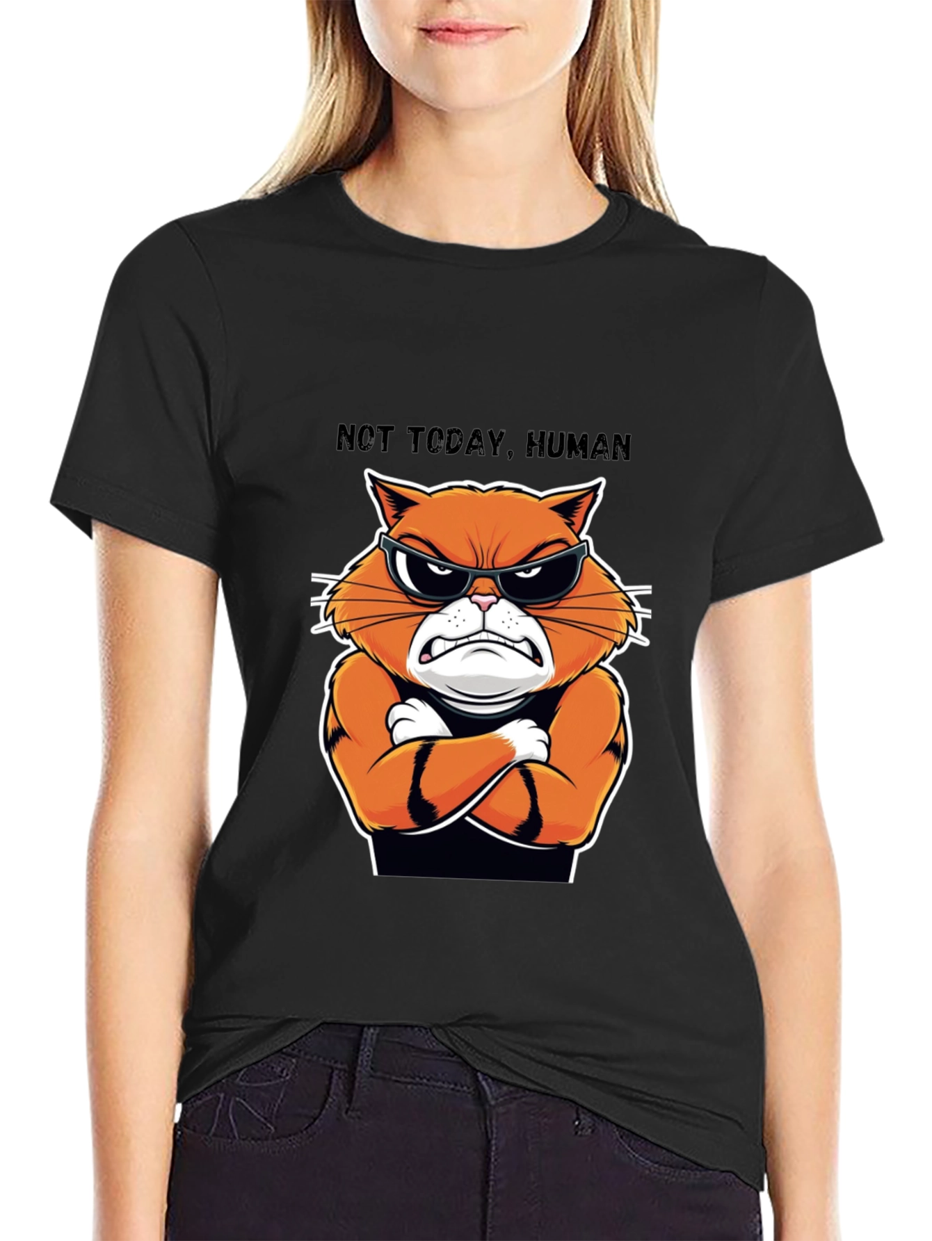 Not Today Human Cat T-Shirt - Funny Feline Tee
