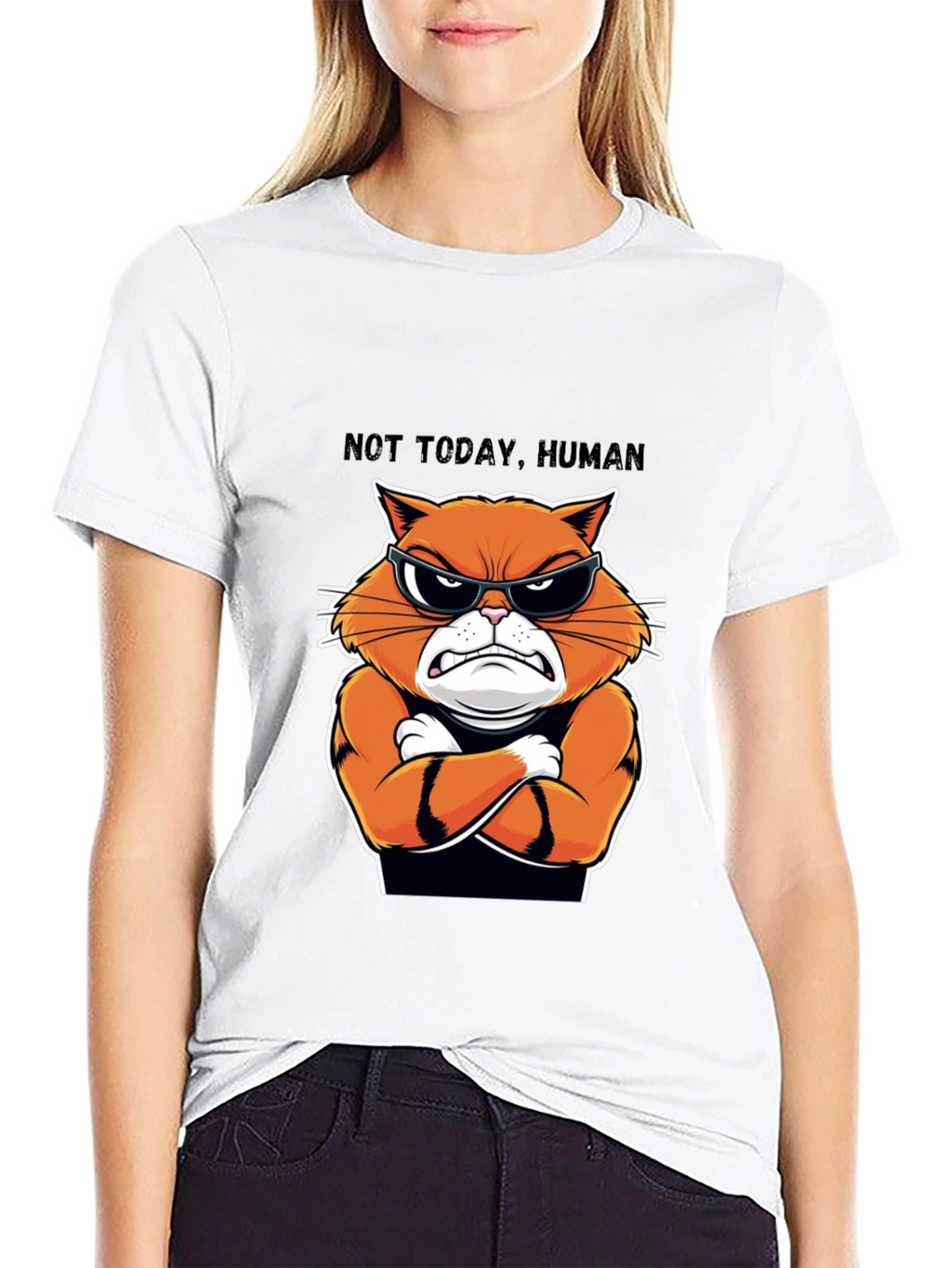 Not Today Human Cat T-Shirt - Funny Feline Tee
