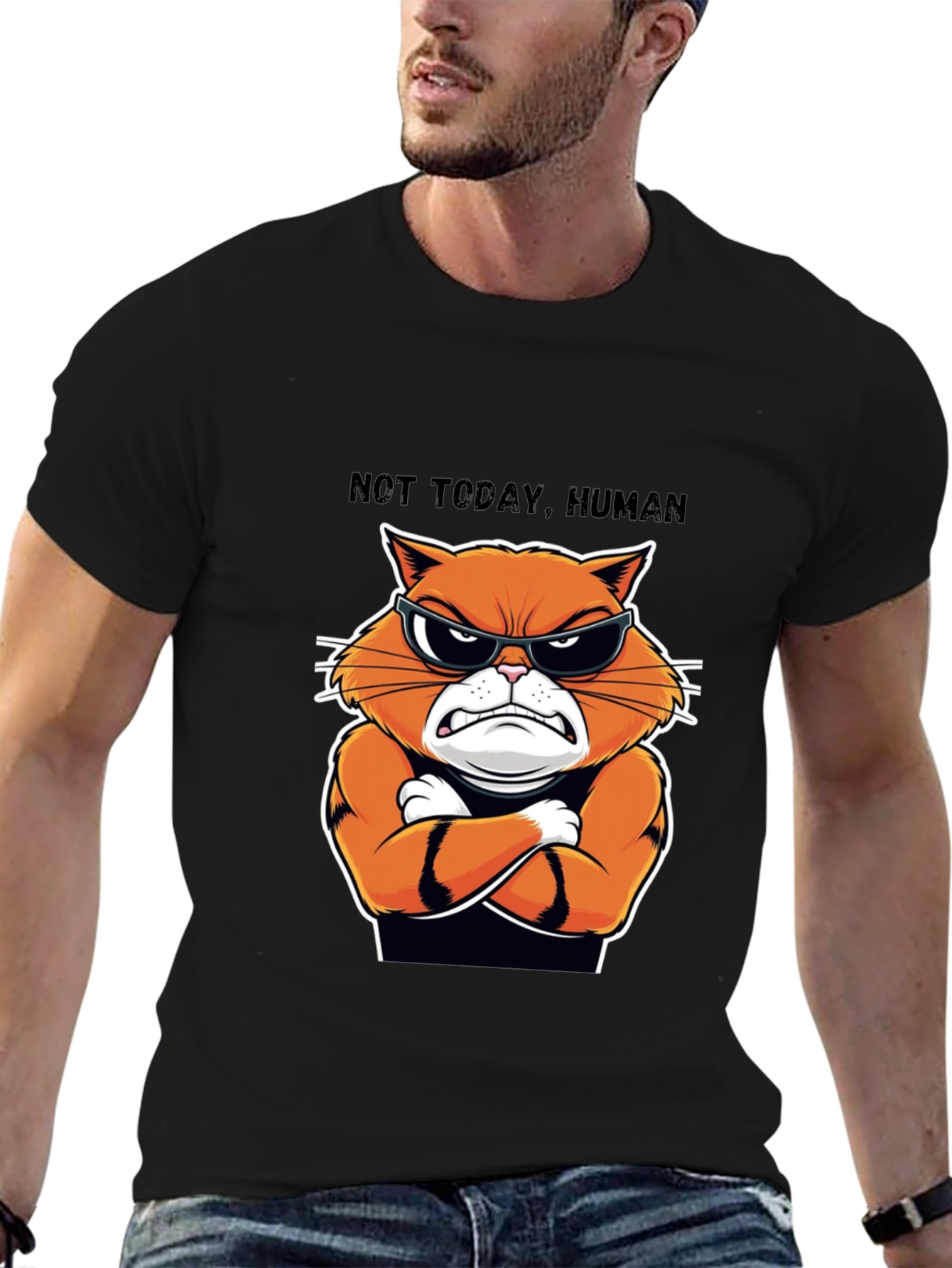 Not Today Human Cat T-Shirt - Funny Feline Tee