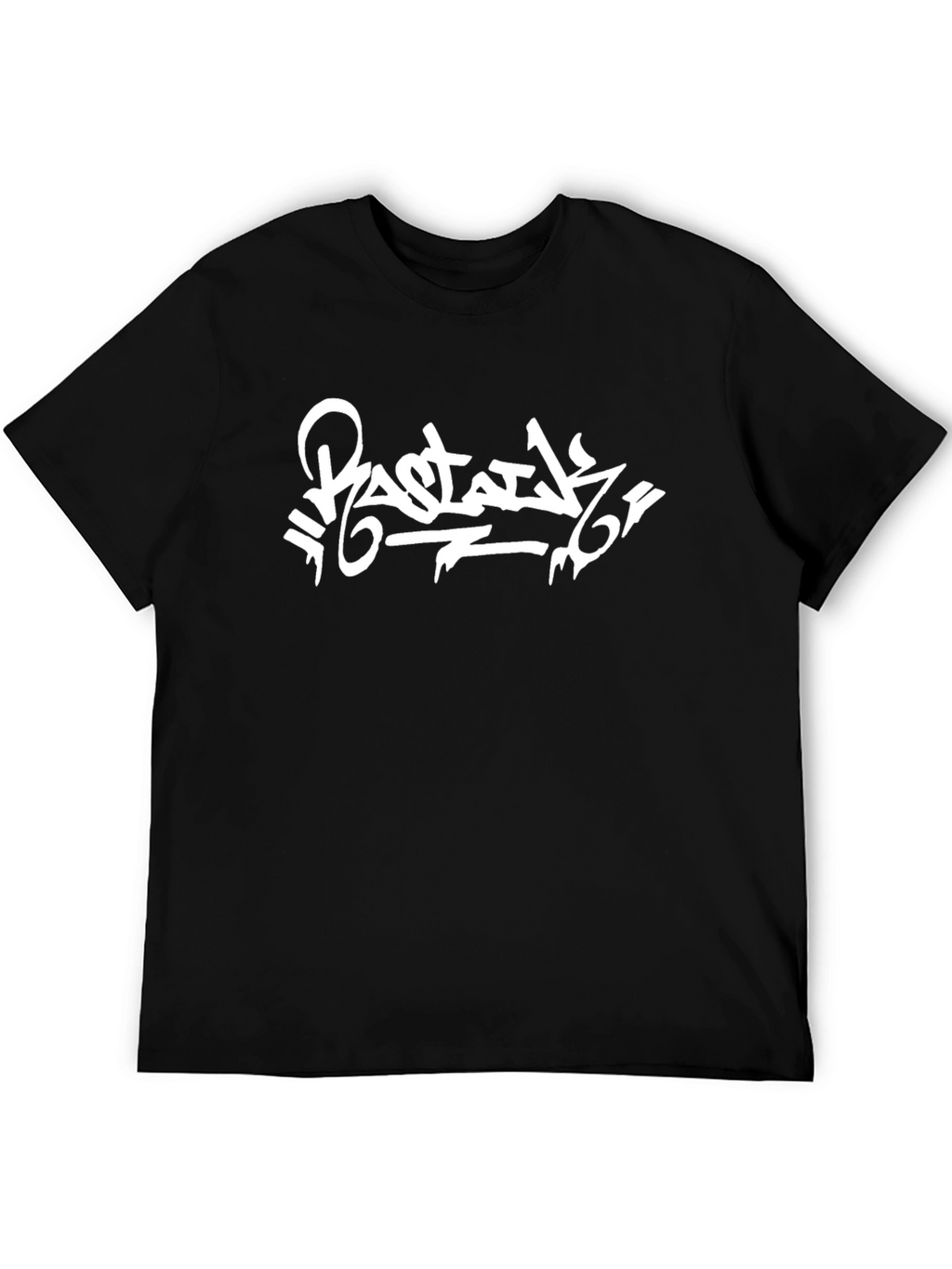 Black Graphic Tee - White Graffiti Style Design