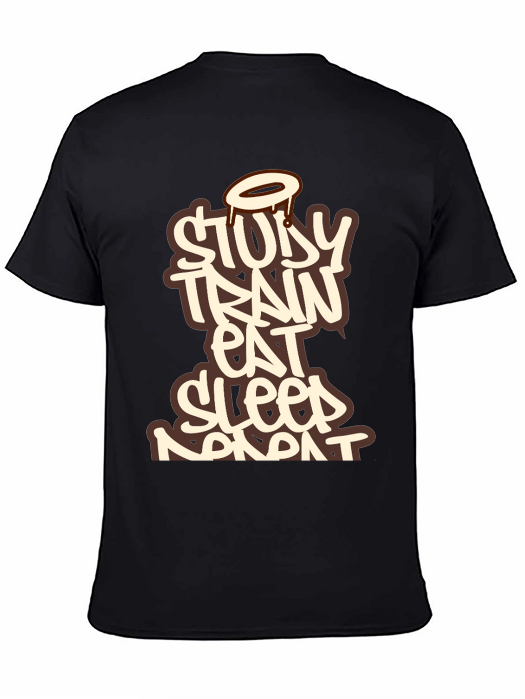 Study Train Eat Sleep Repeat Black T-Shirt