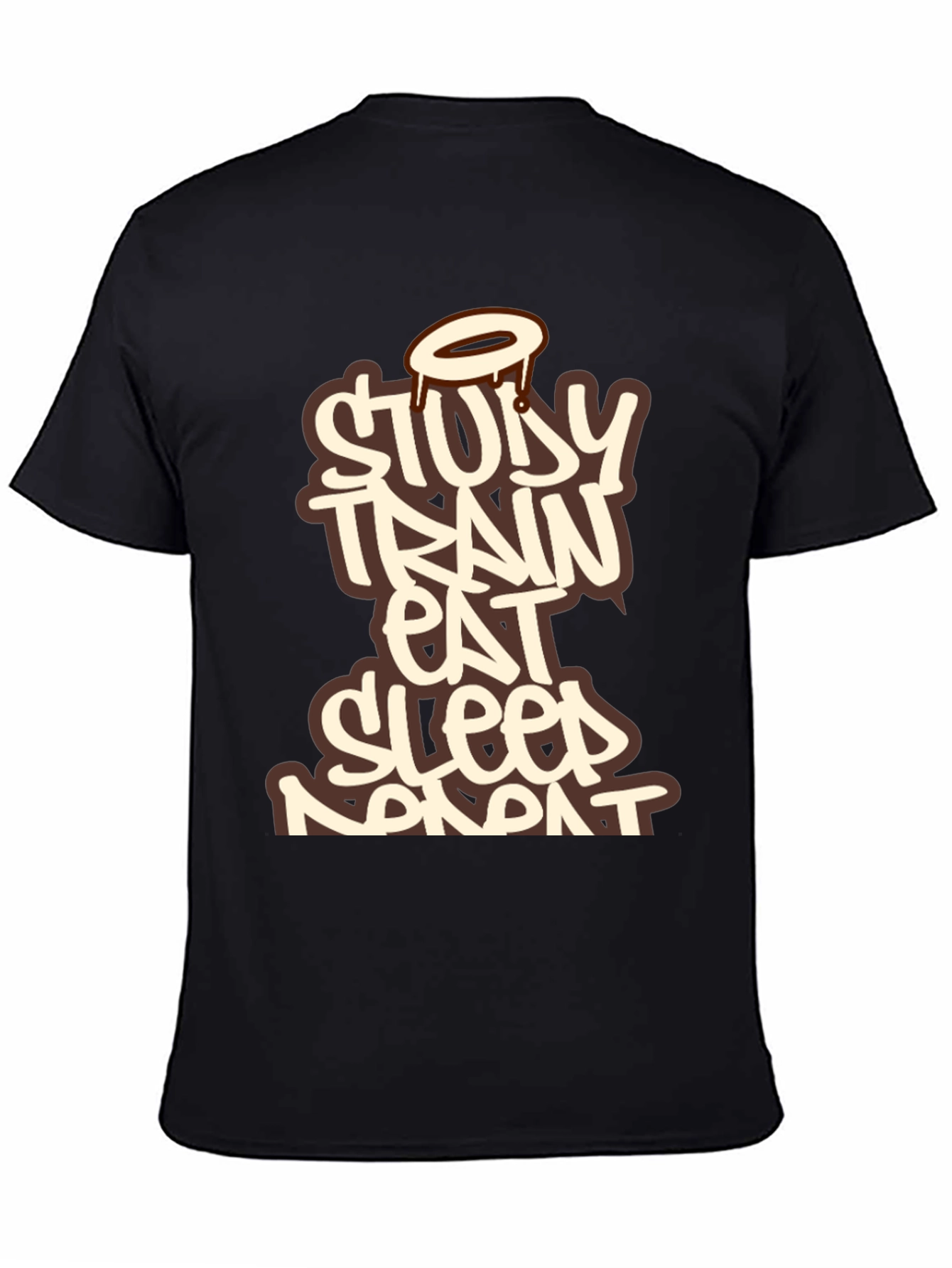 Study Train Eat Sleep Repeat Black T-Shirt