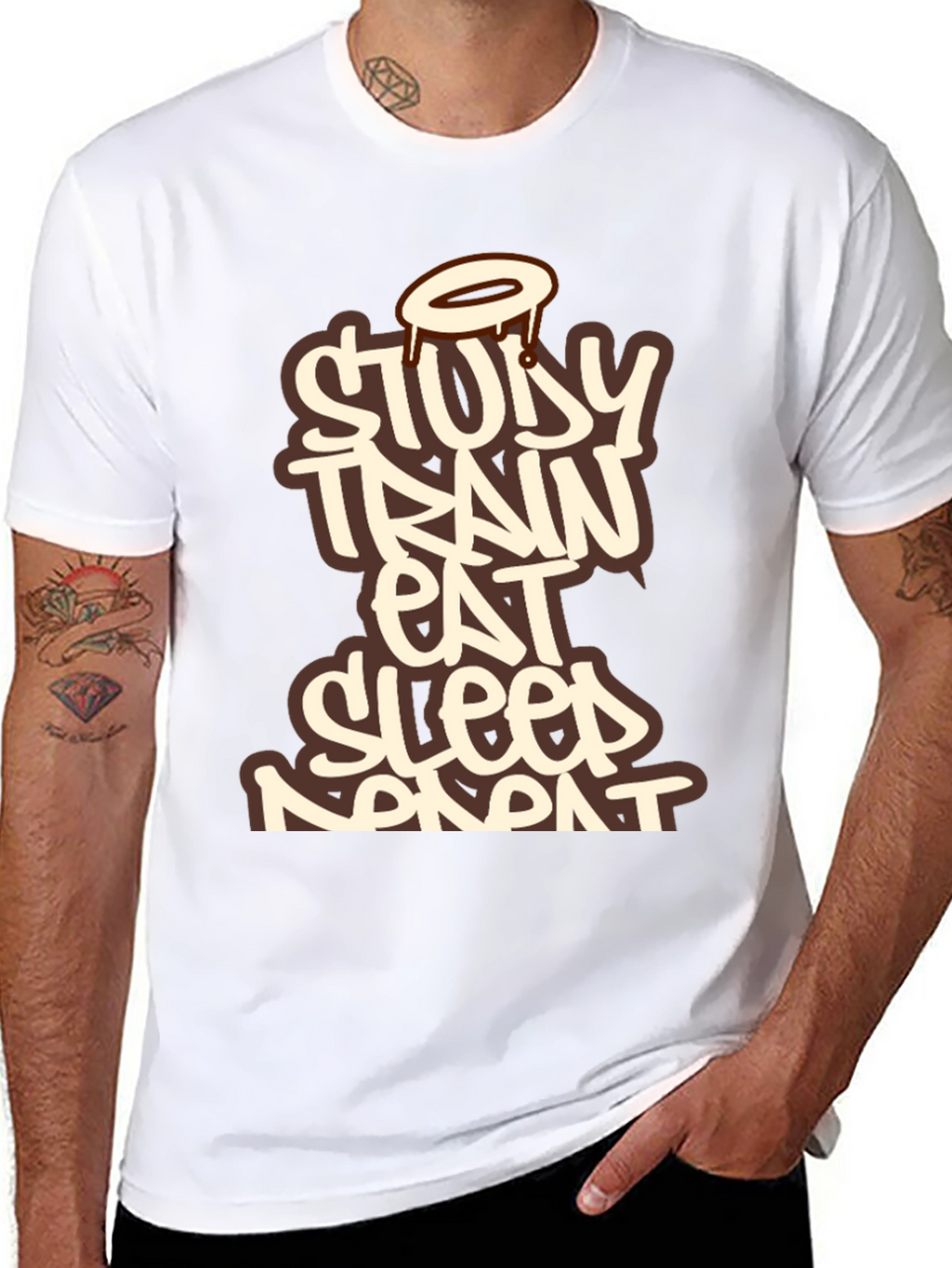 Study Train Eat Sleep Repeat Black T-Shirt