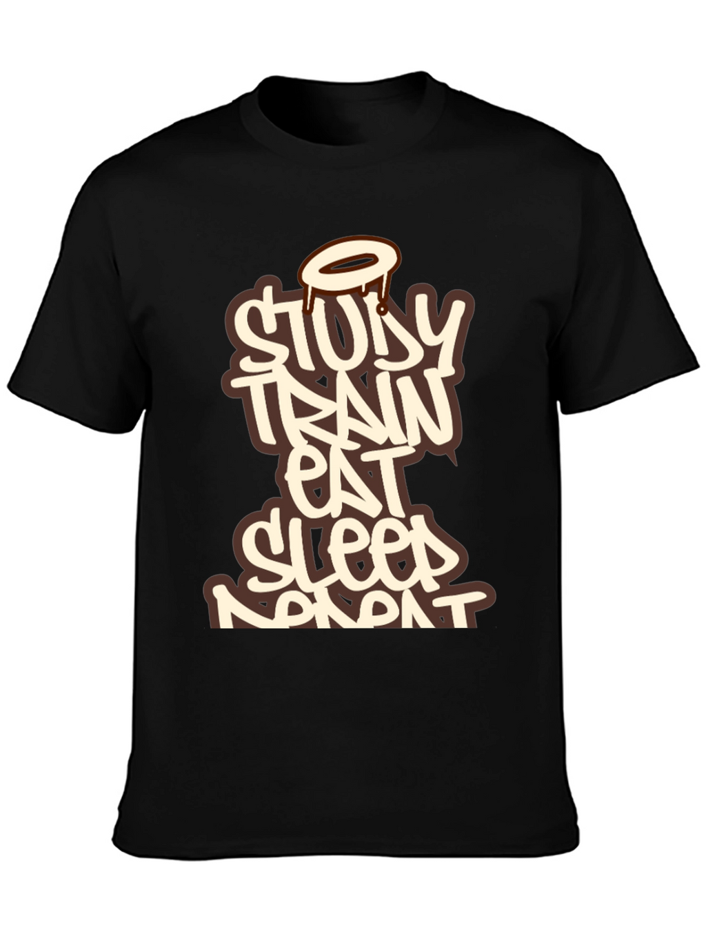 Study Train Eat Sleep Repeat Black T-Shirt