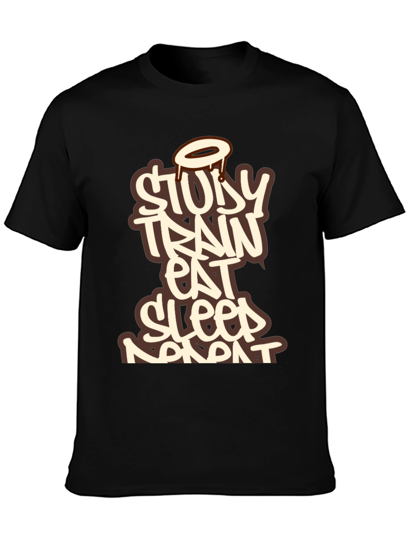 Study Train Eat Sleep Repeat Black T-Shirt