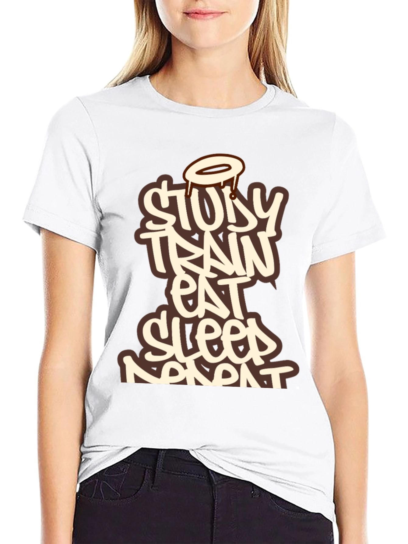 Study Train Eat Sleep Repeat Black T-Shirt