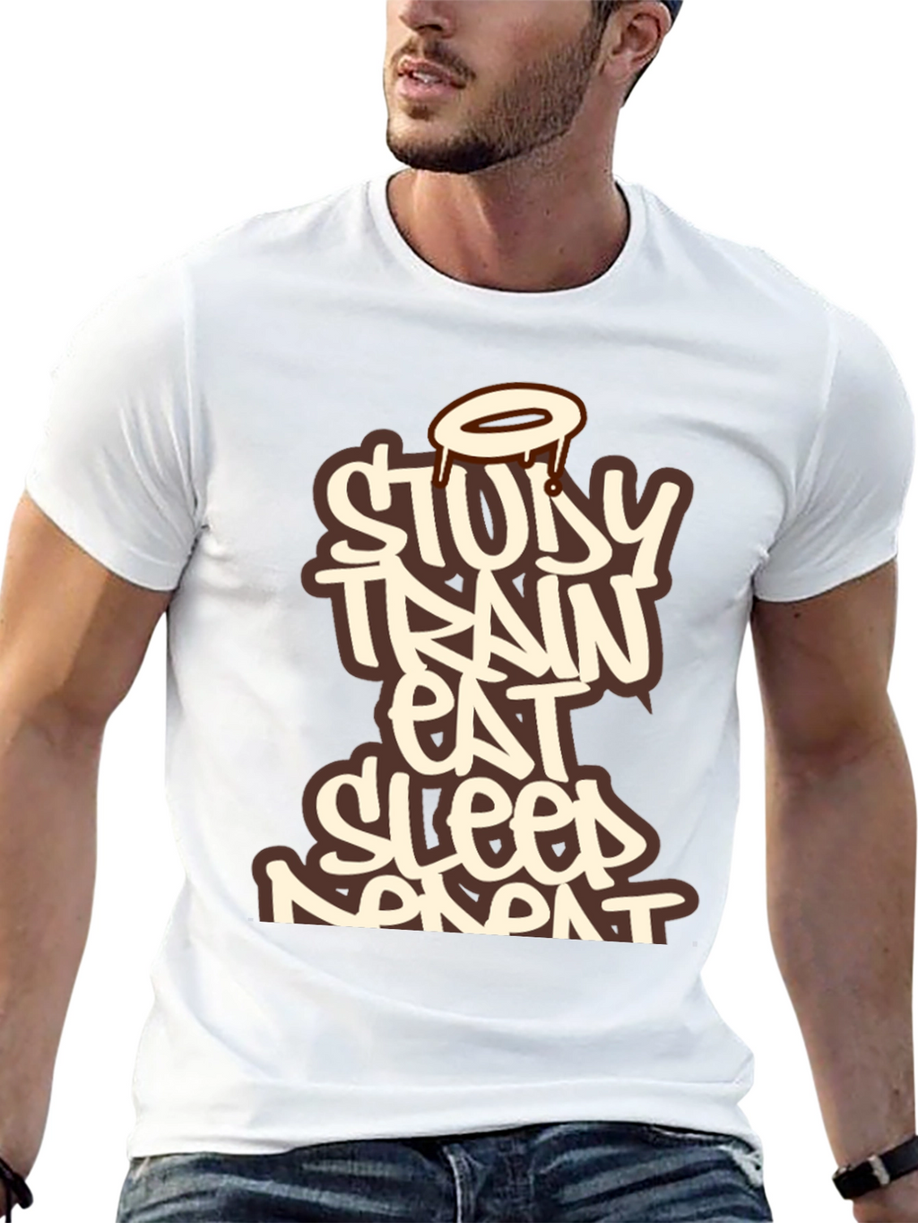 Study Train Eat Sleep Repeat Black T-Shirt