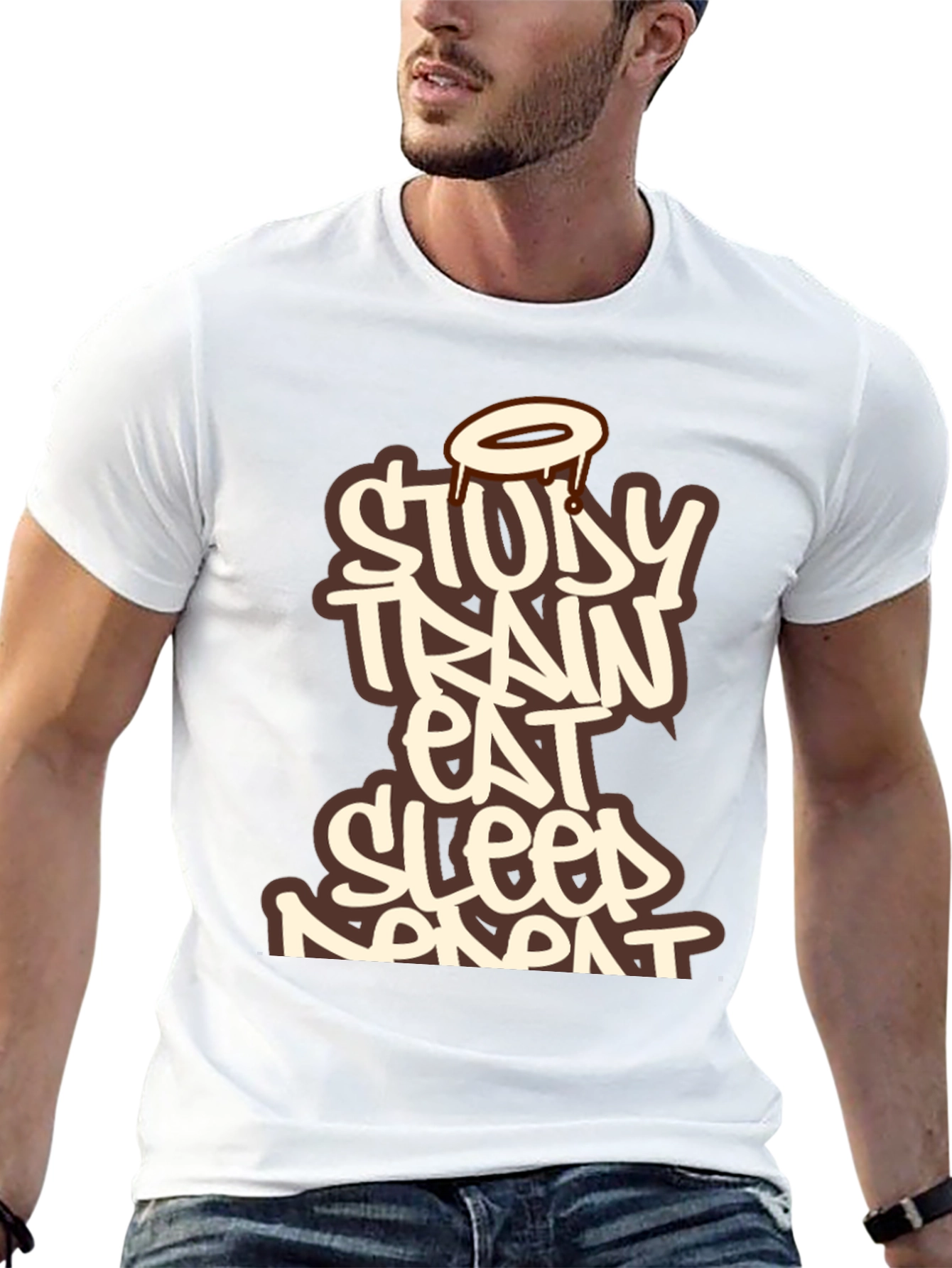 Study Train Eat Sleep Repeat Black T-Shirt