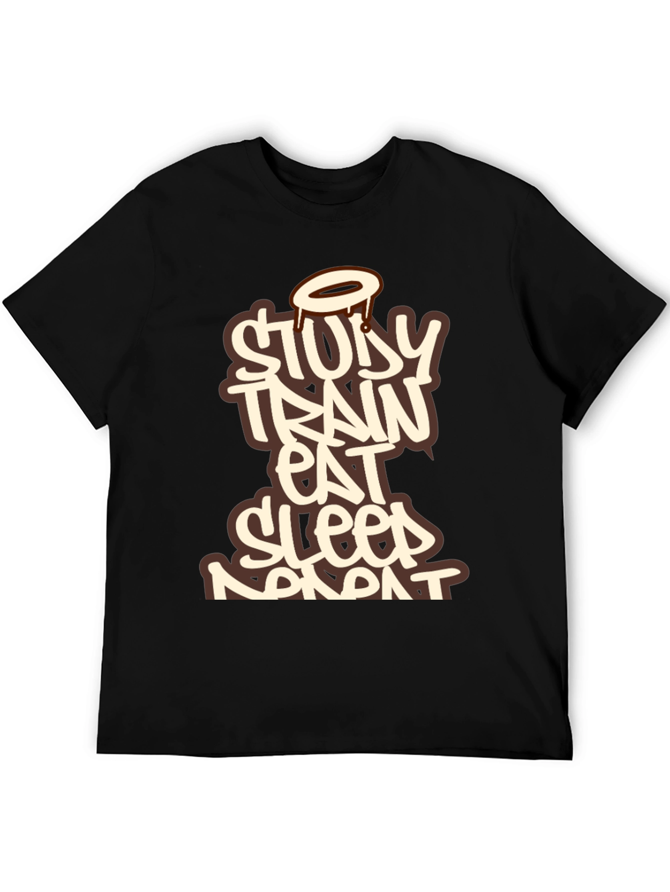 Study Train Eat Sleep Repeat Black T-Shirt