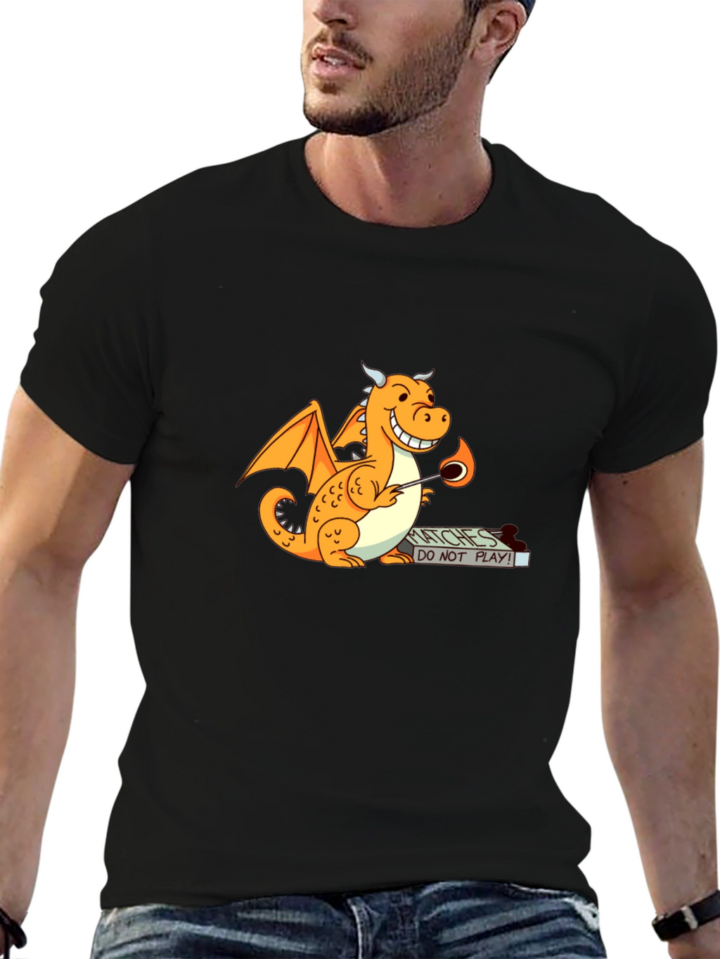 Dragon Matches T-Shirt - Black Graphic Tee