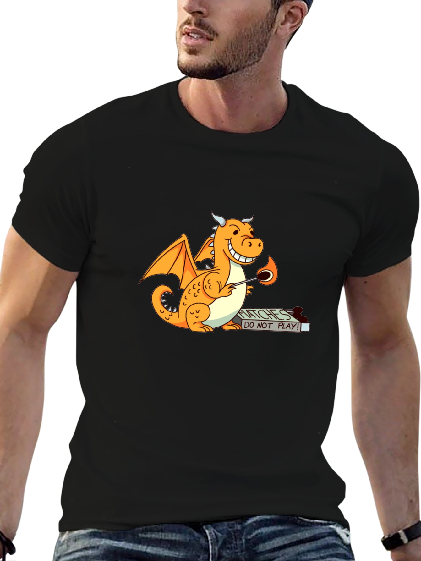 Dragon Matches T-Shirt - Black Graphic Tee