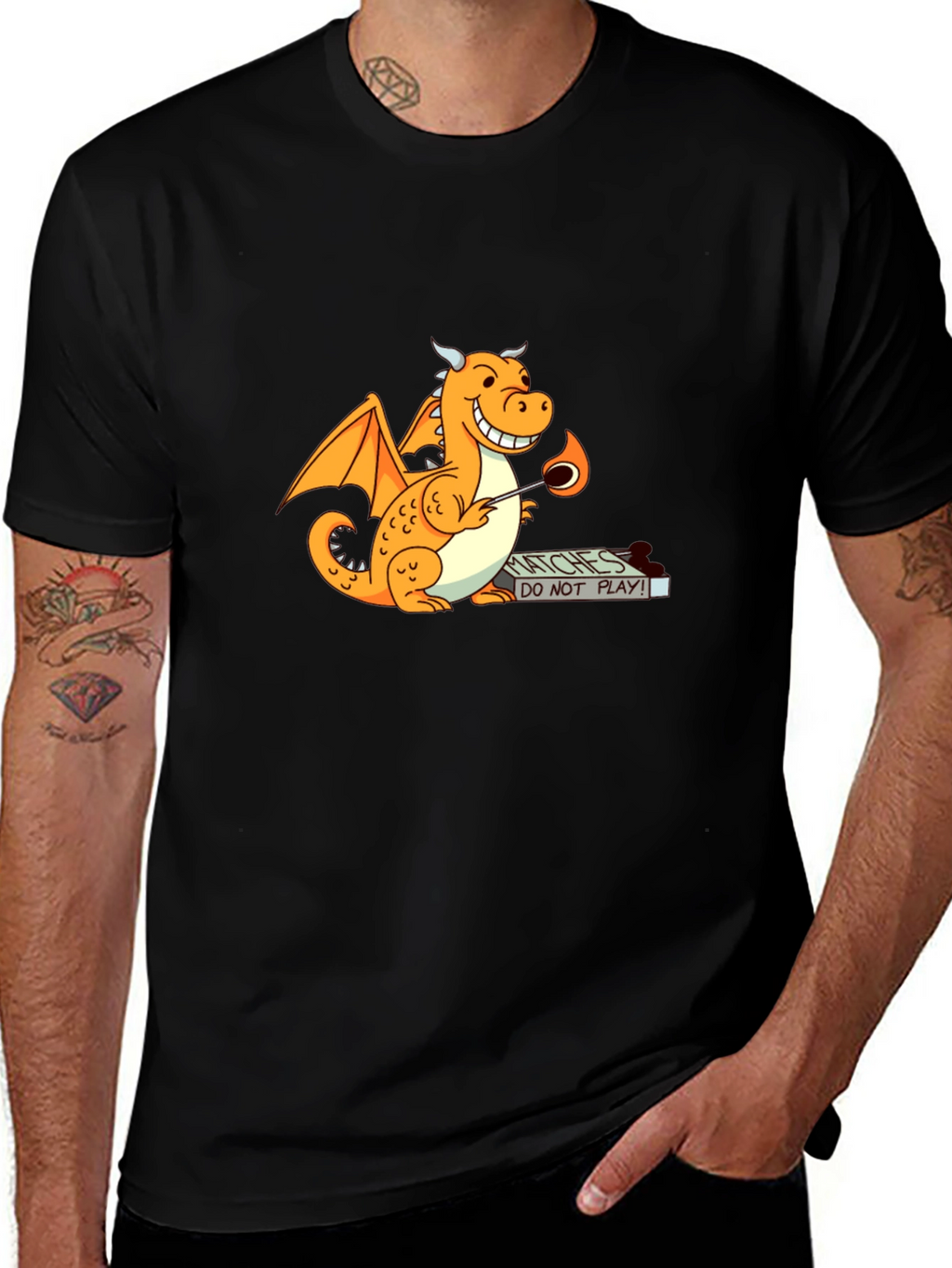 Dragon Matches T-Shirt - Black Graphic Tee