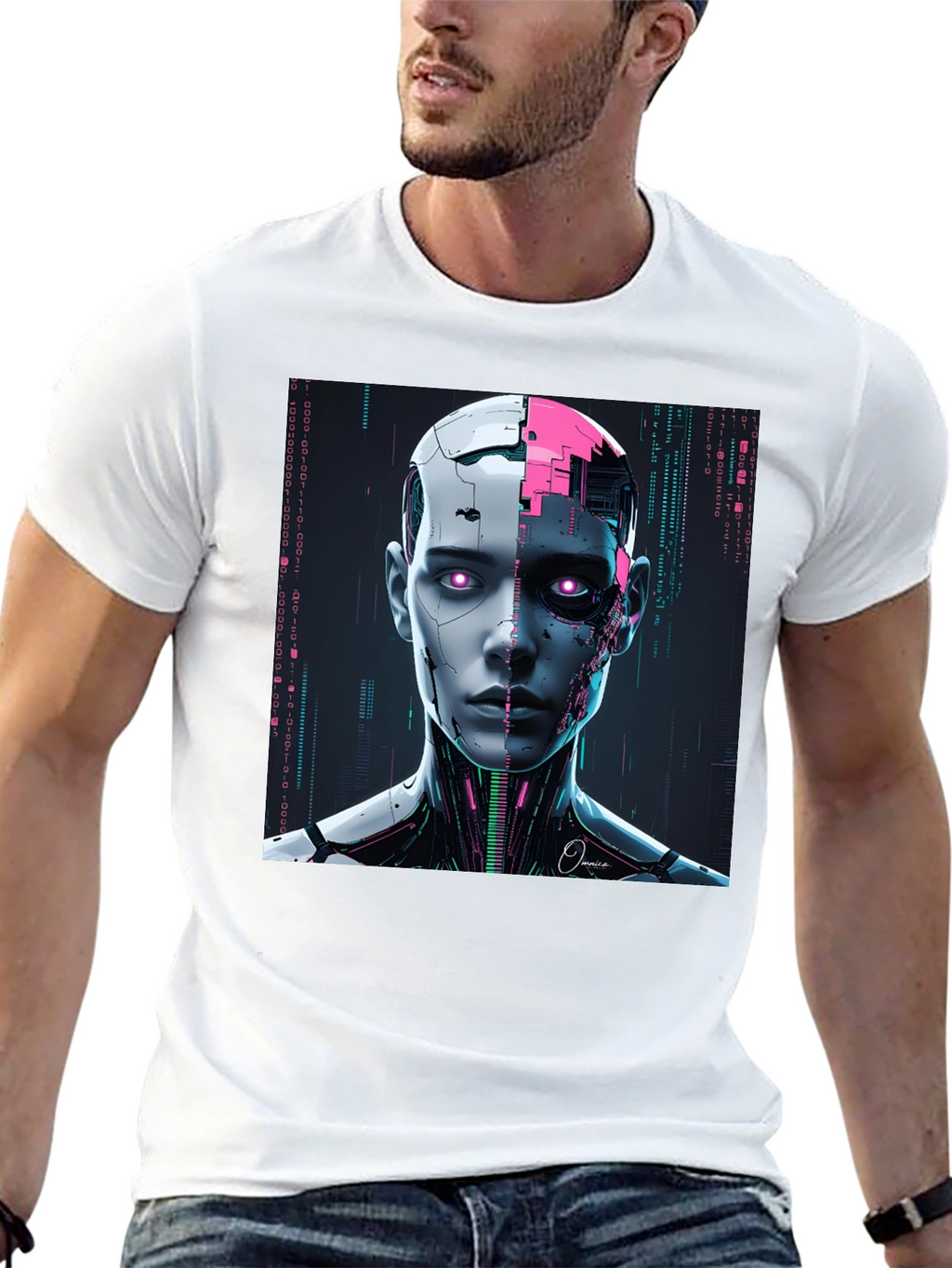 Futuristic Robot Head Graphic Tee