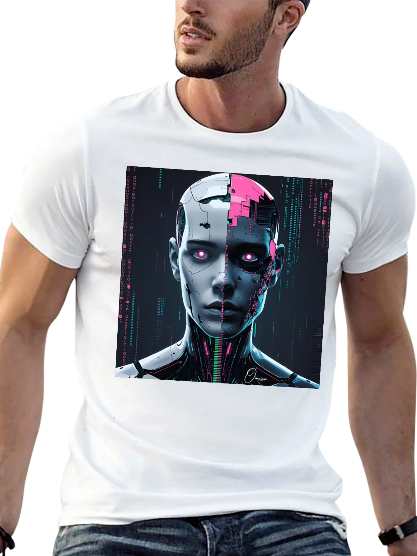 Futuristic Robot Head Graphic Tee