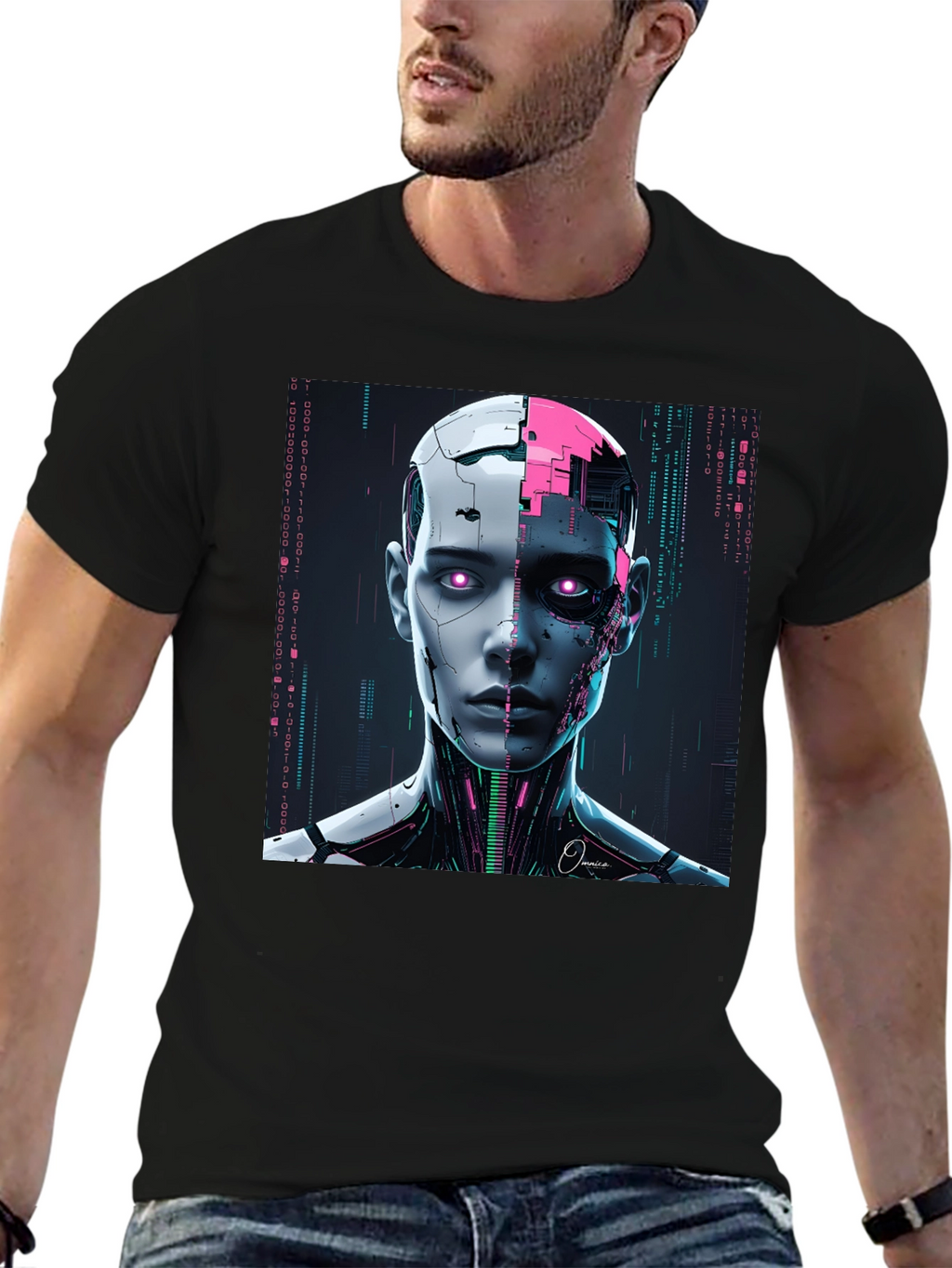 Futuristic Robot Head Graphic Tee