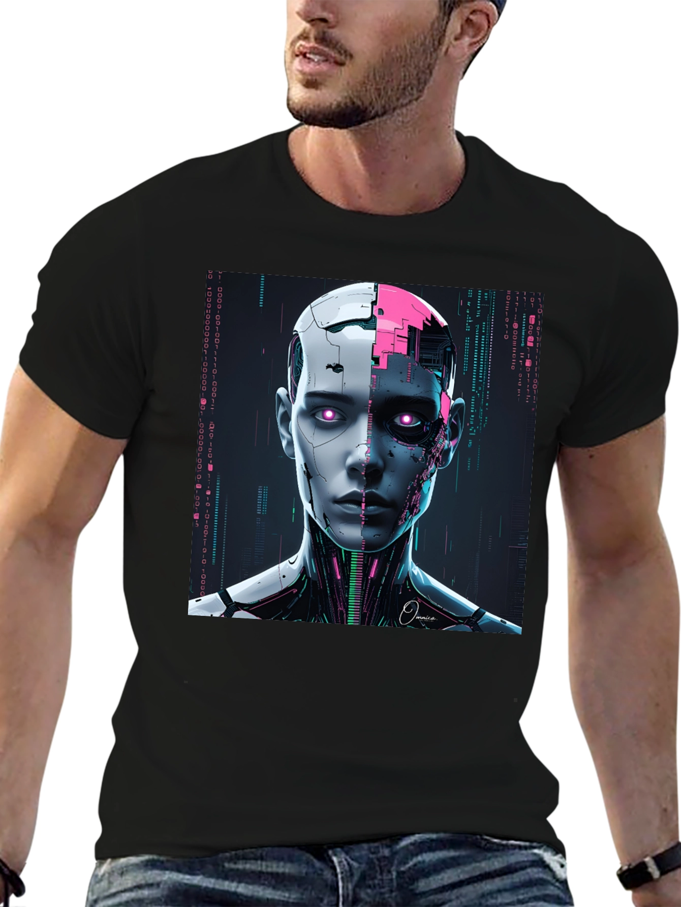 Futuristic Robot Head Graphic Tee