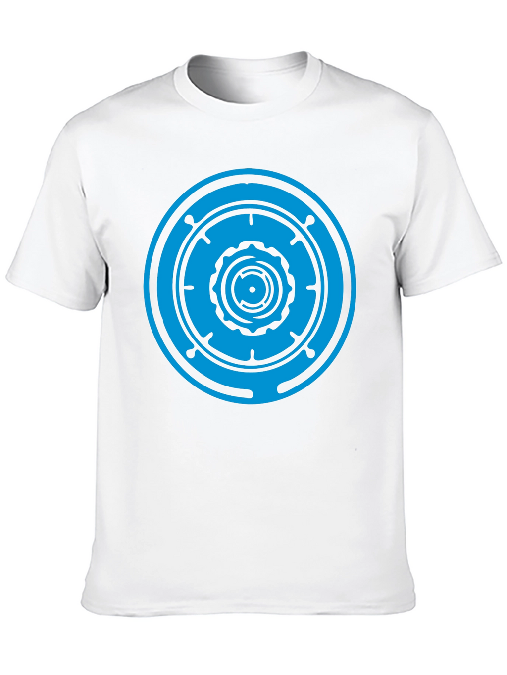 Black T-Shirt with Blue Geometric Circle Design