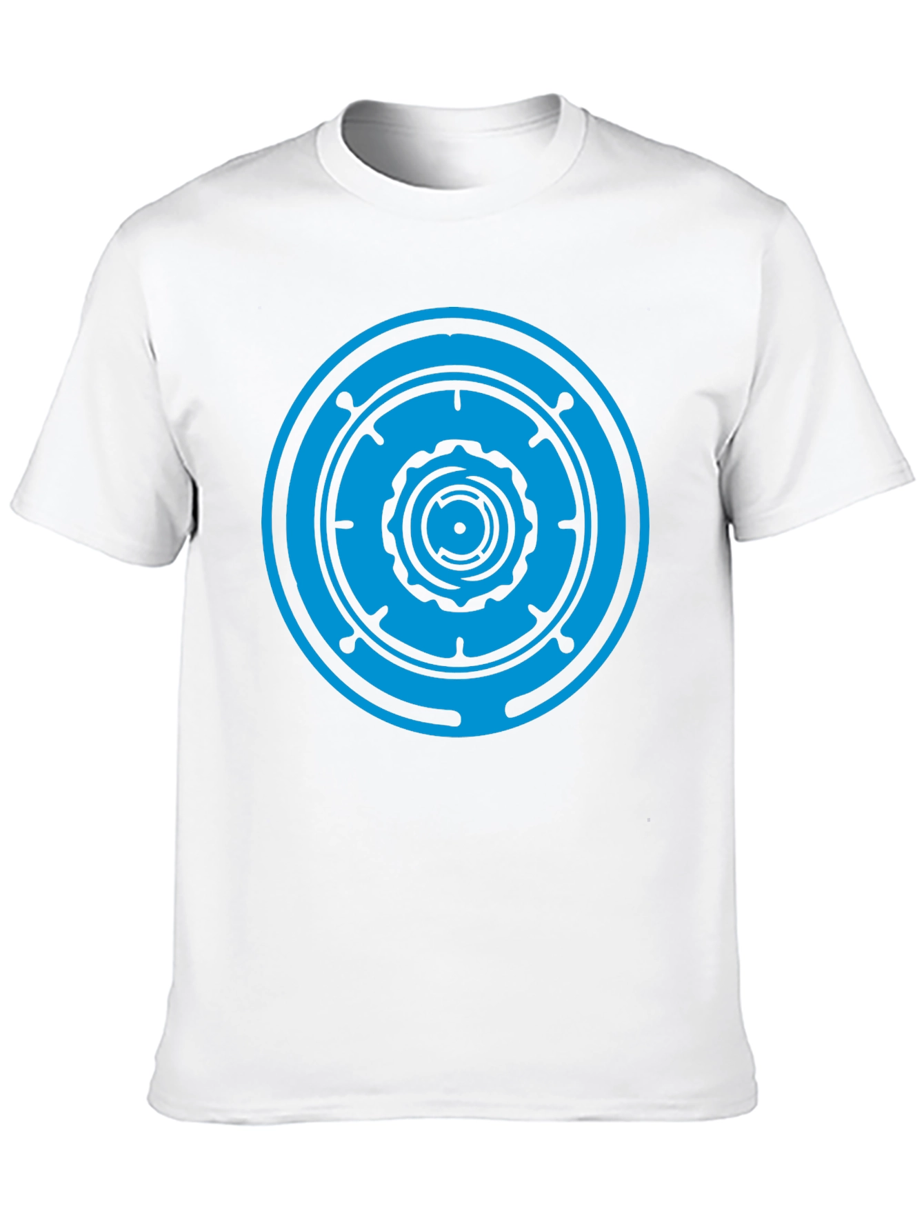 Black T-Shirt with Blue Geometric Circle Design