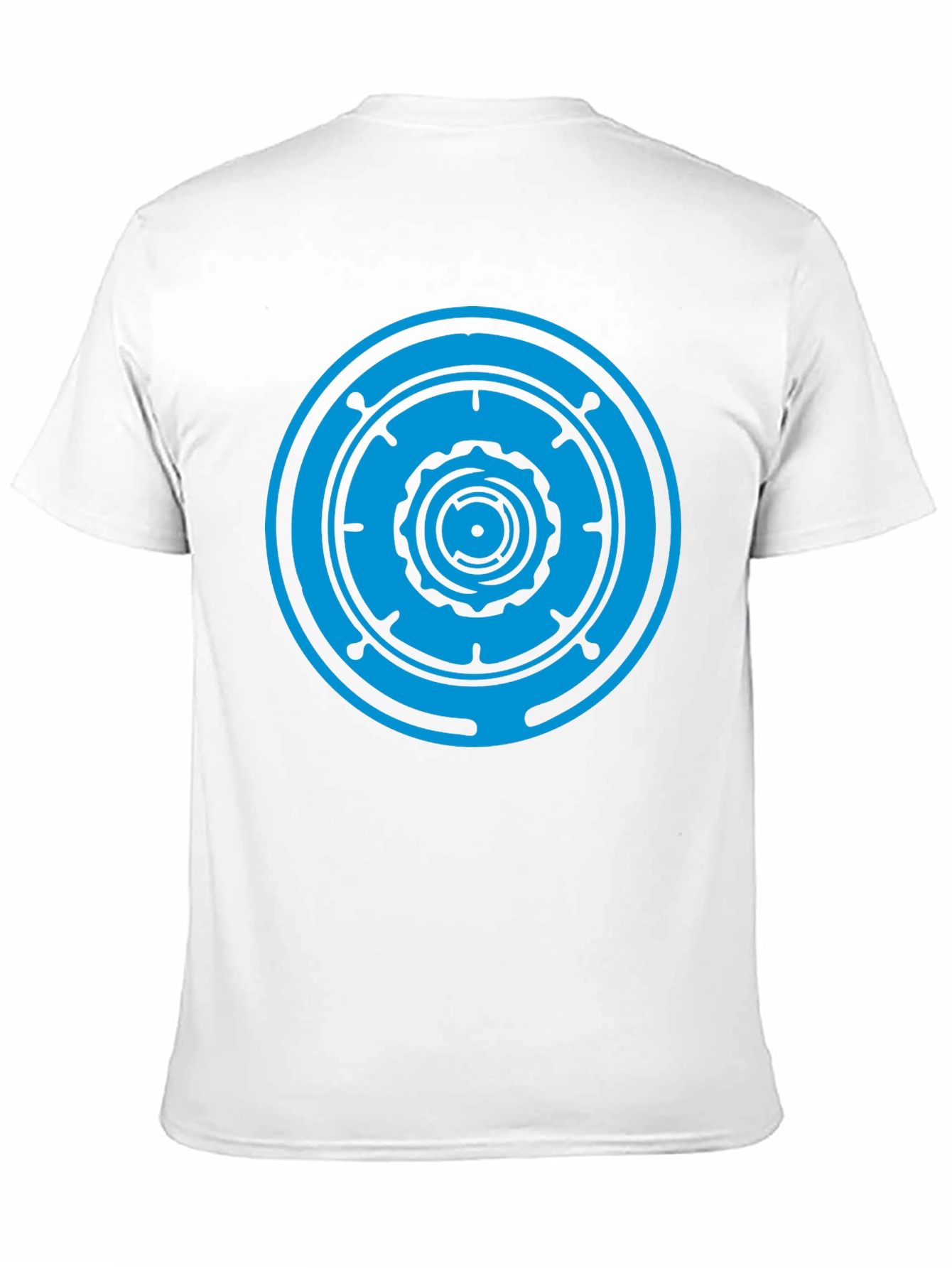 Black T-Shirt with Blue Geometric Circle Design