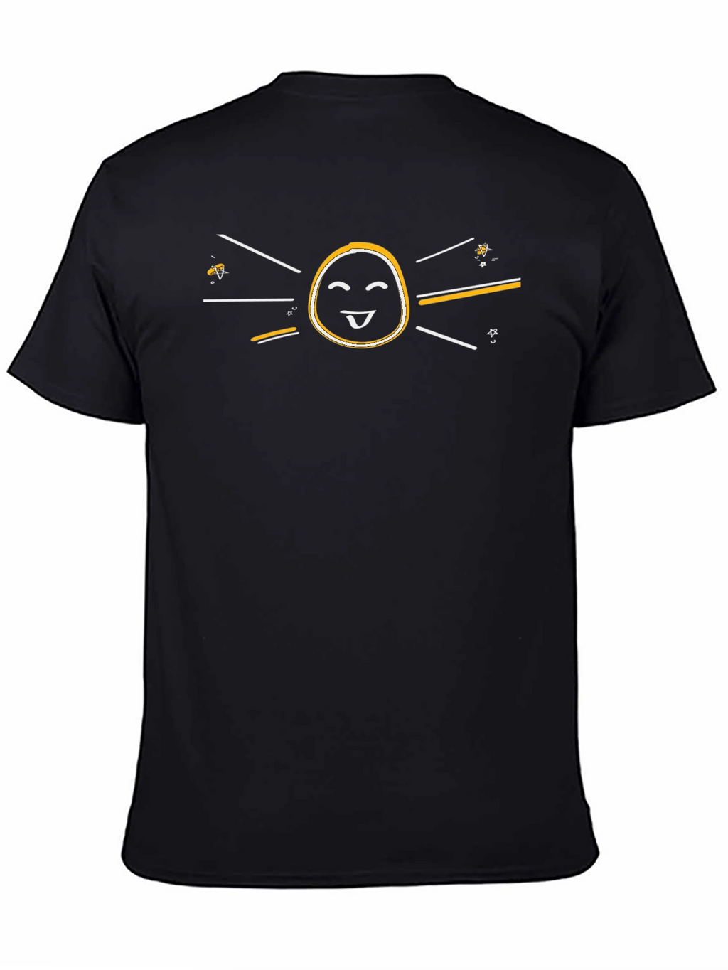 Happy Sun Graphic Tee - Black Cotton Casual Shirt