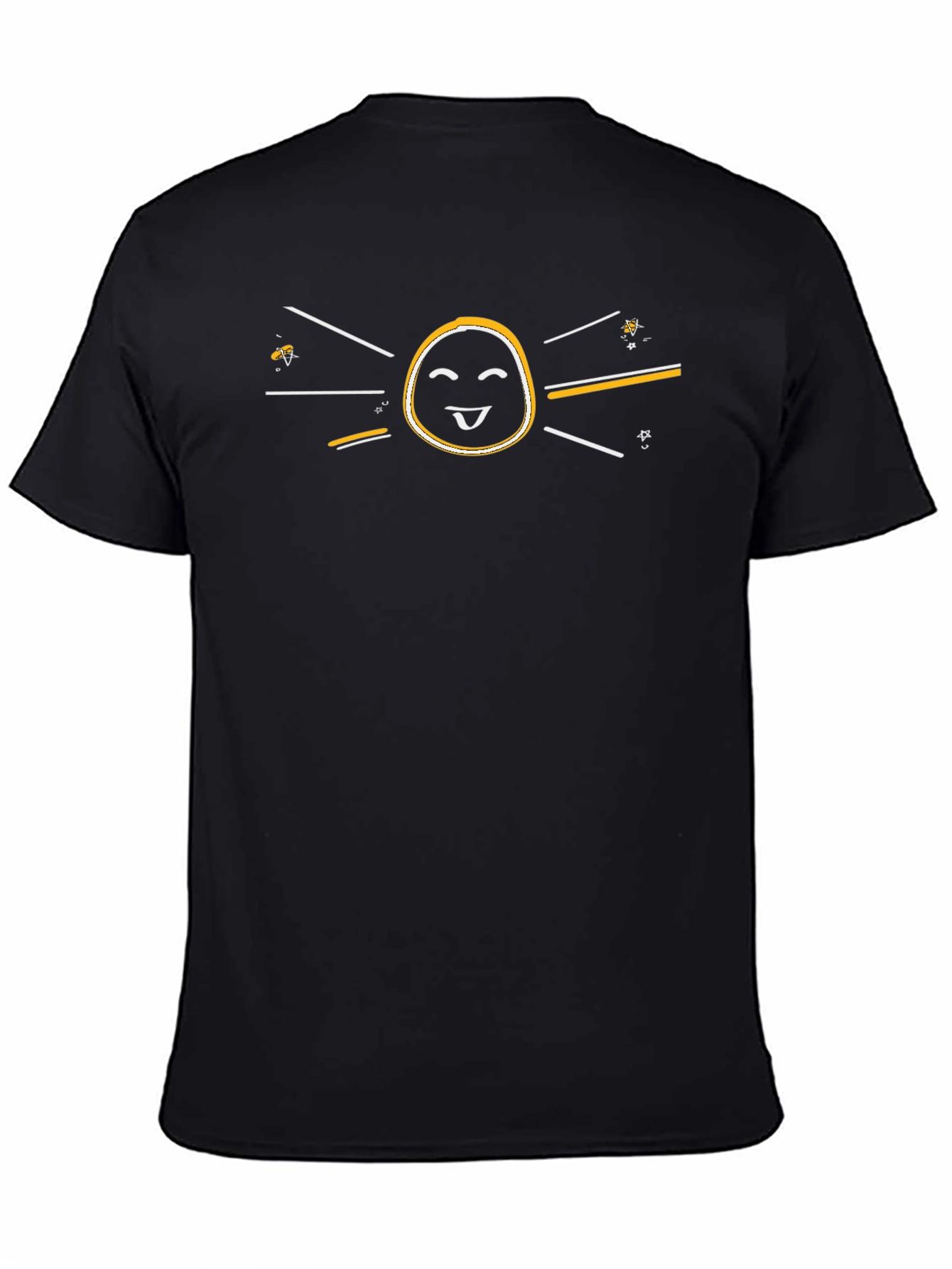 Happy Sun Graphic Tee - Black Cotton Casual Shirt