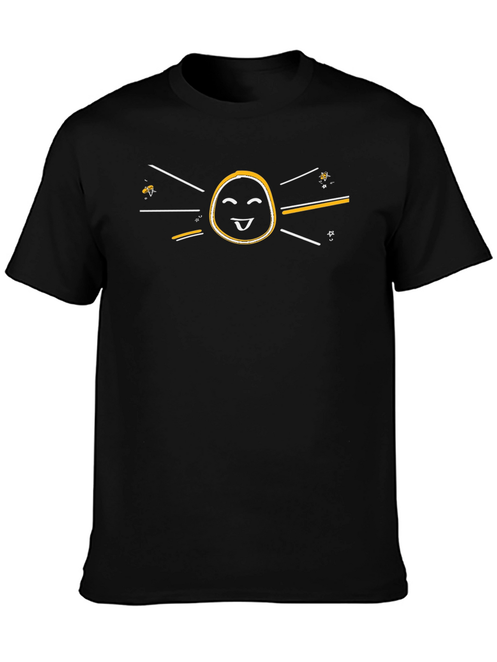 Happy Sun Graphic Tee - Black Cotton Casual Shirt