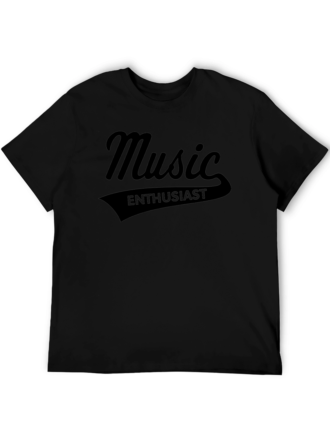 Music Enthusiast Black Graphic Tee - Soft Cotton Blend