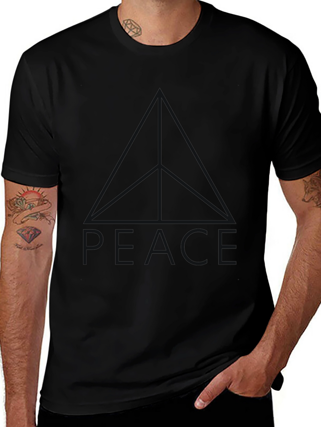 Mens Black Relaxed Fit Short Sleeve Tee