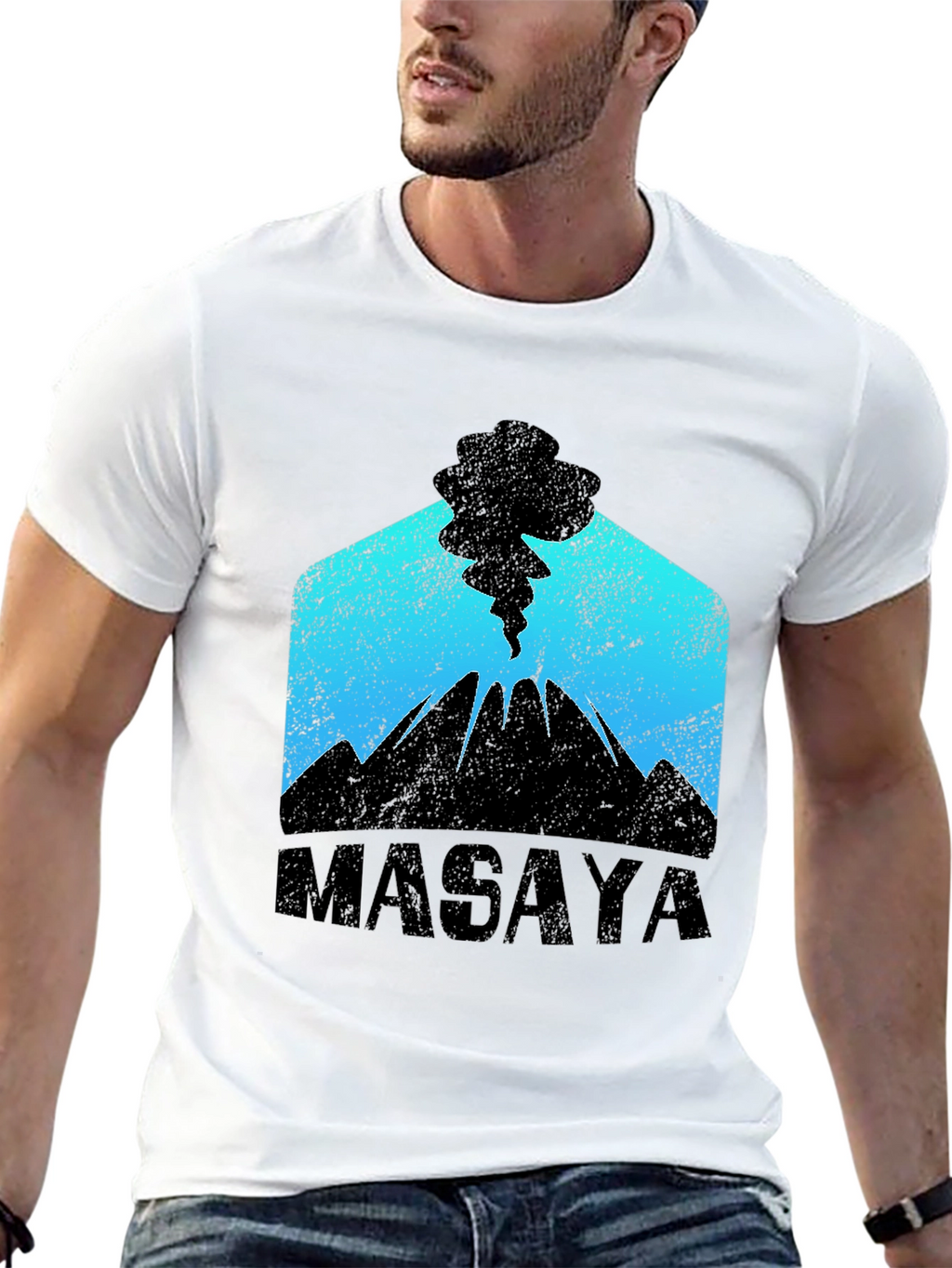 Masaya Volcano Graphic Print Black T-Shirt