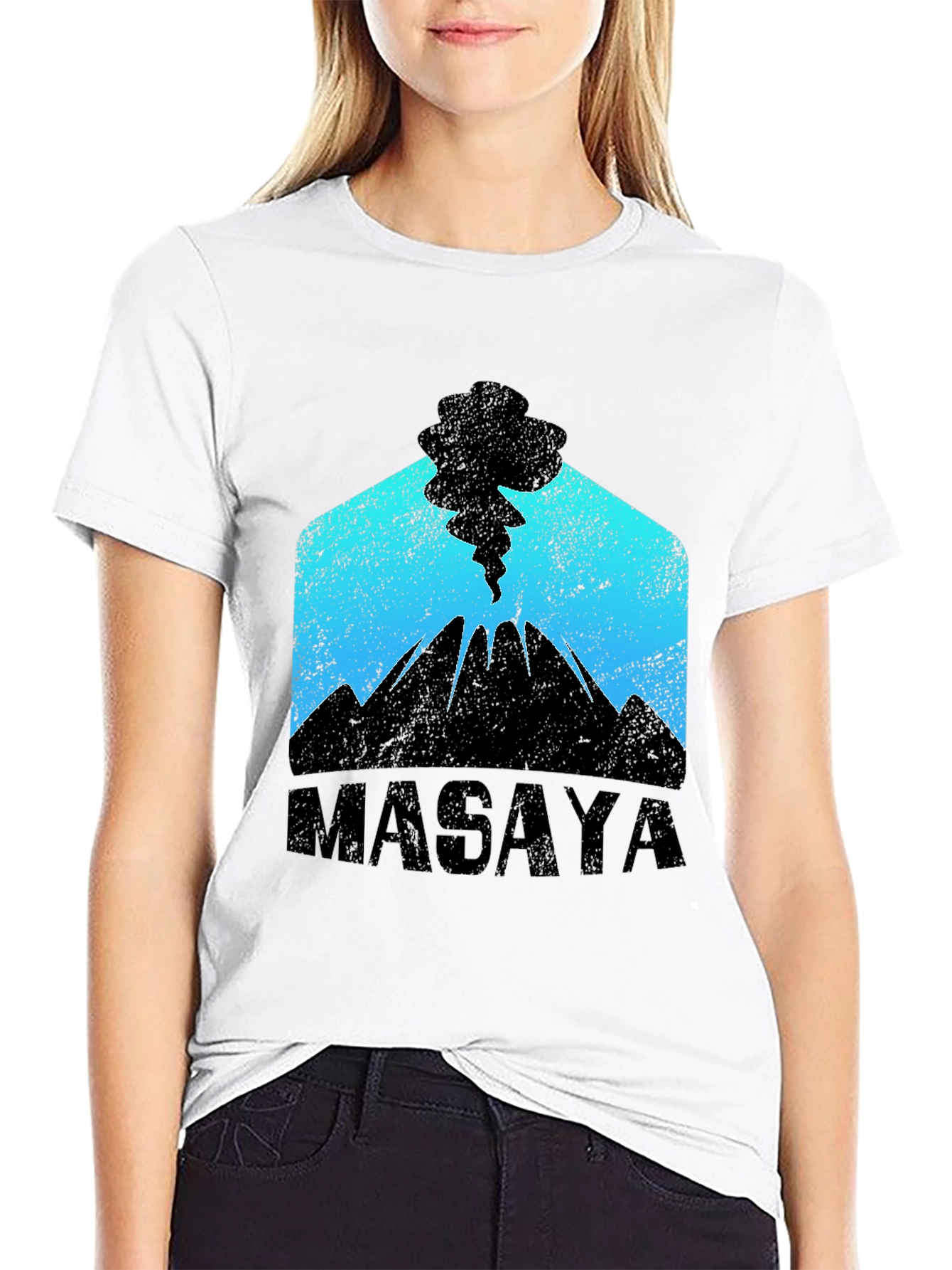 Masaya Volcano Graphic Print Black T-Shirt