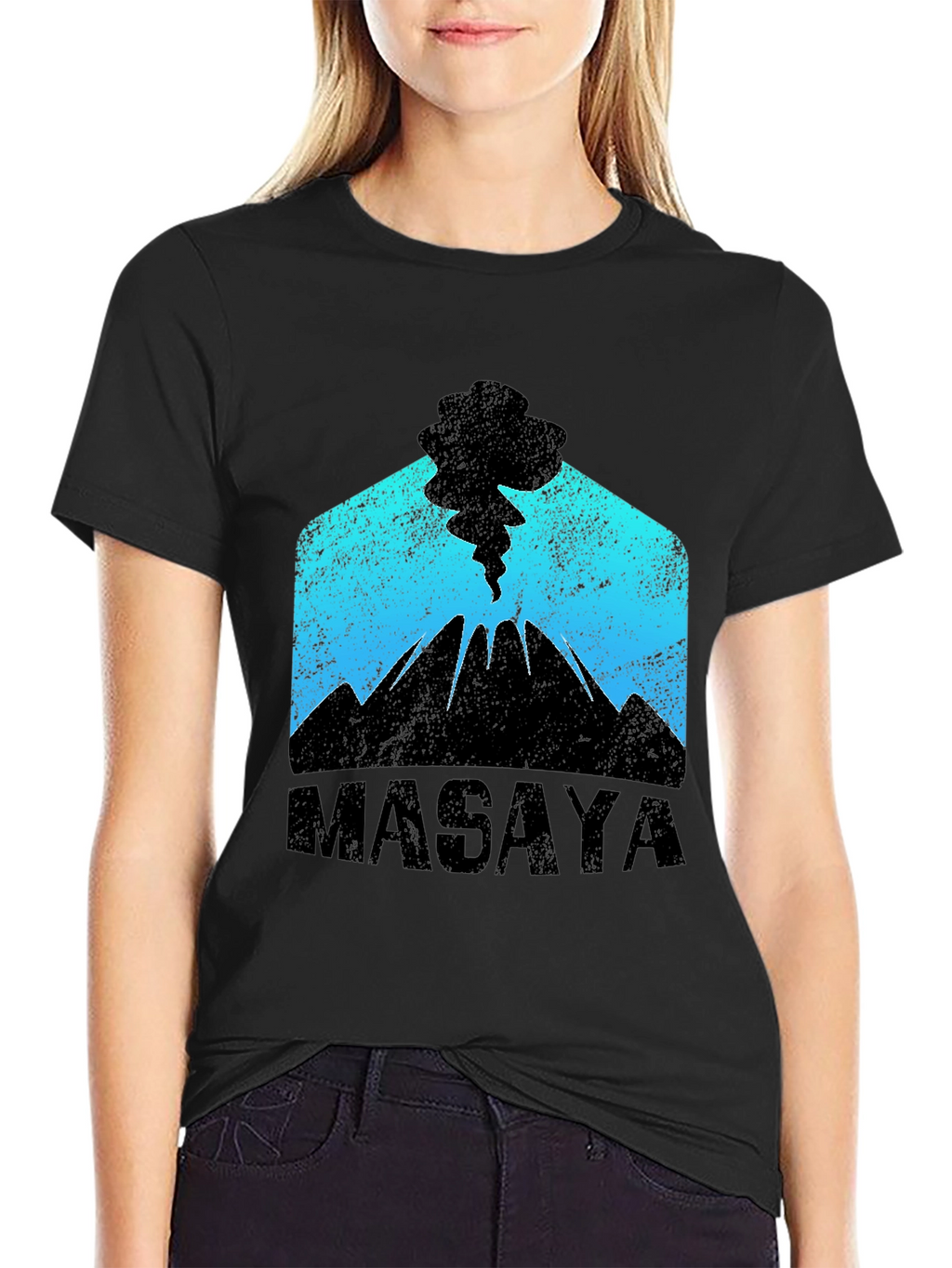 Masaya Volcano Graphic Print Black T-Shirt