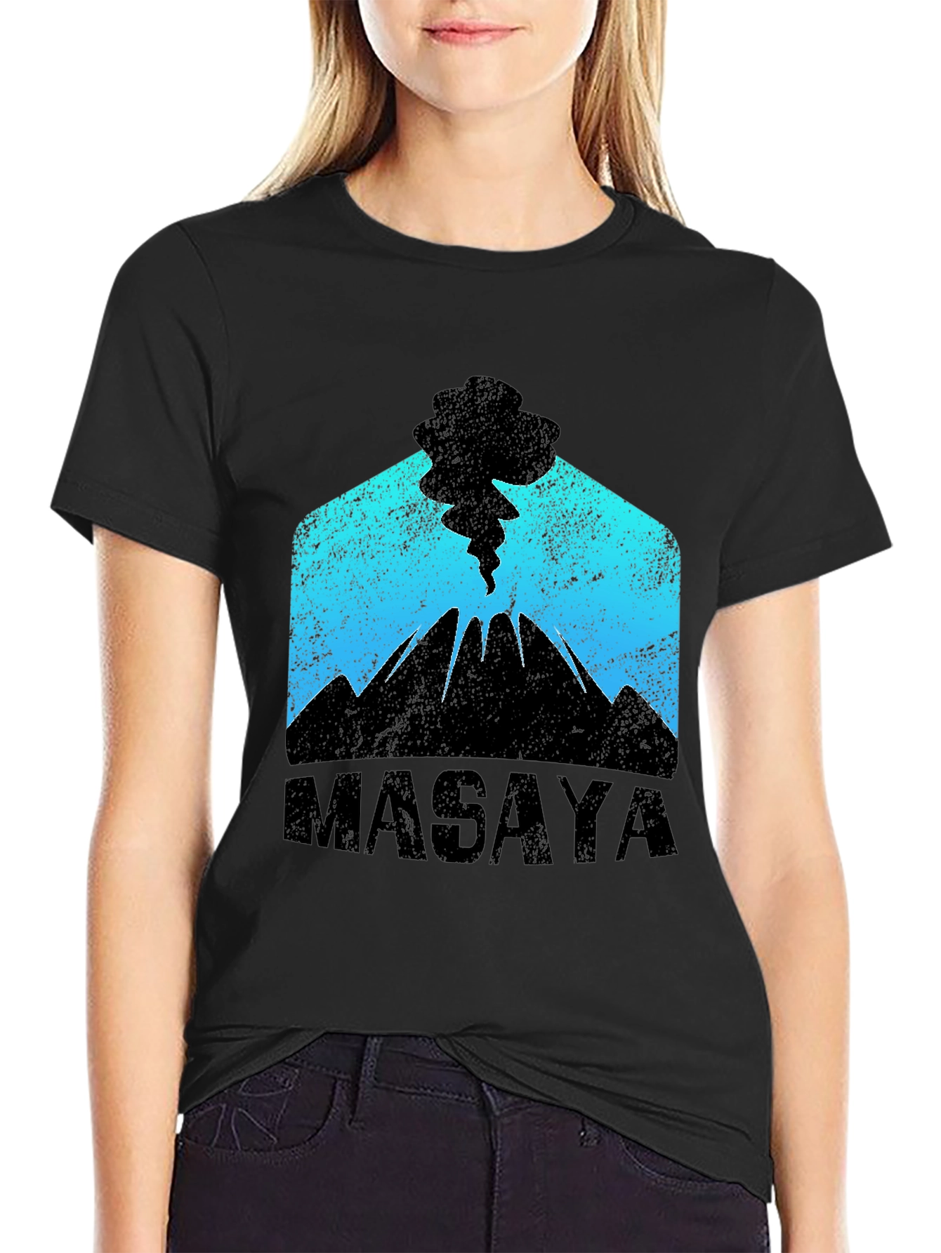 Masaya Volcano Graphic Print Black T-Shirt